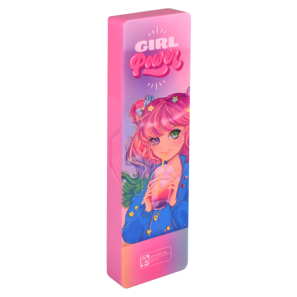 Пенал школьный Феникс+, арт.65339/ 50 РОЗОВАЯ ДЕВОЧКА (без наполнения, 20х5,5х2,3 см, АБС-пластик, з