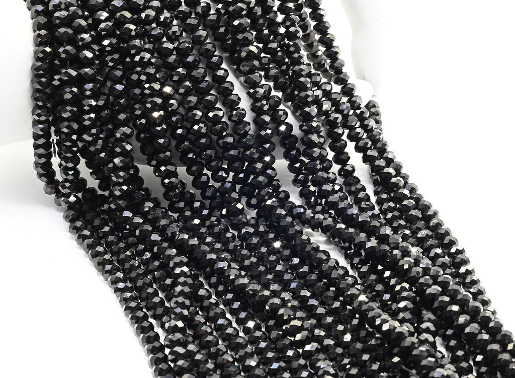 Бусины из турмалина шерл рондель граненый 6*4мм, 38см, 94 бусины Радуга камня