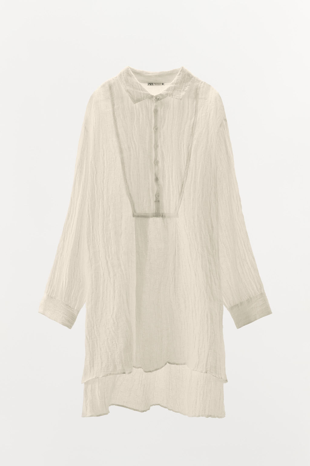 LIMITED EDITION CREASED-EFFECT LINEN BLEND SHIRT - Zara фото 16