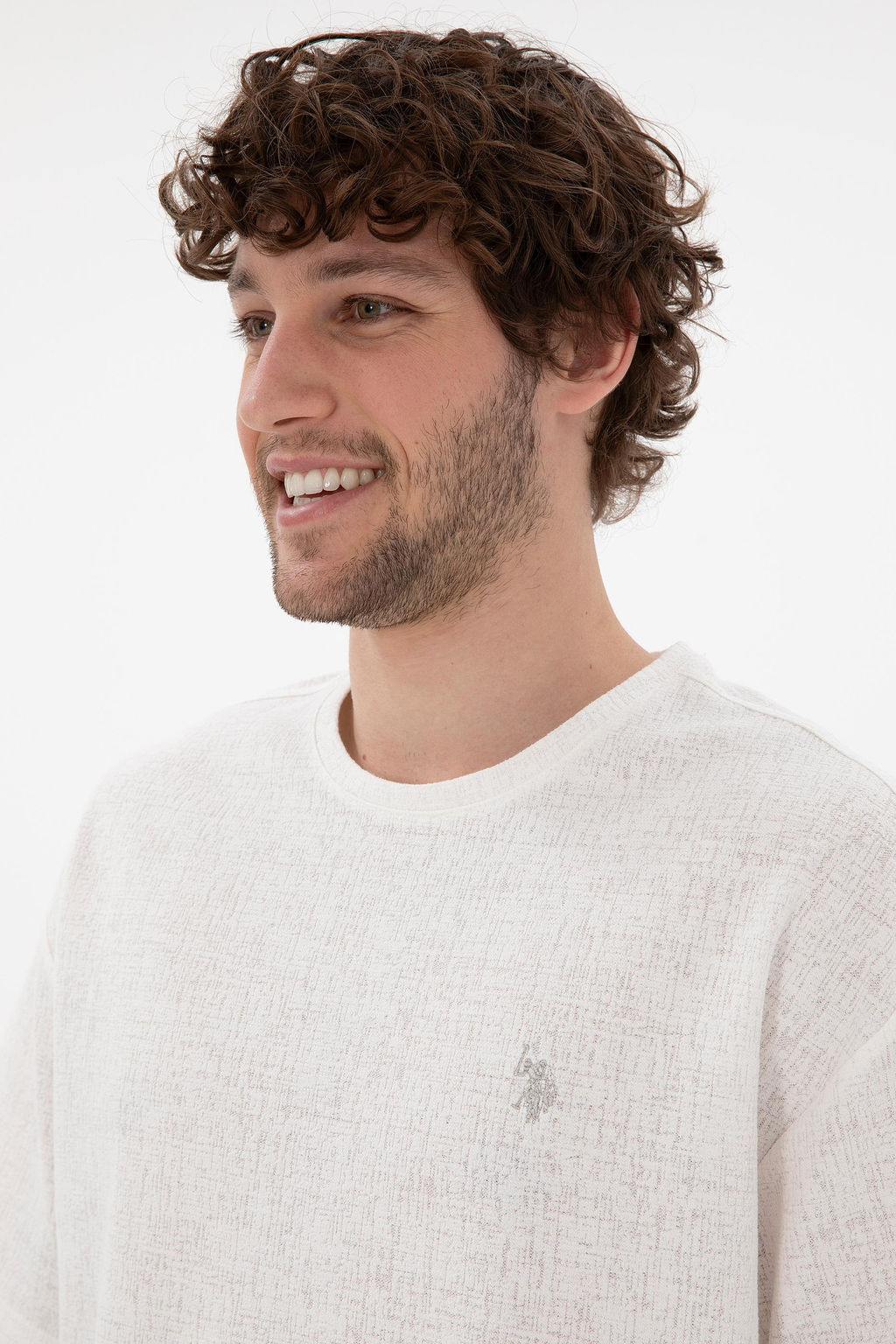 Erkek Comfort Fit Bisiklet Yaka Ekru Jakarl_ _nterlok Ti__rt Sepette S_rpriz _ndirim - U.s. polo assn фото 2