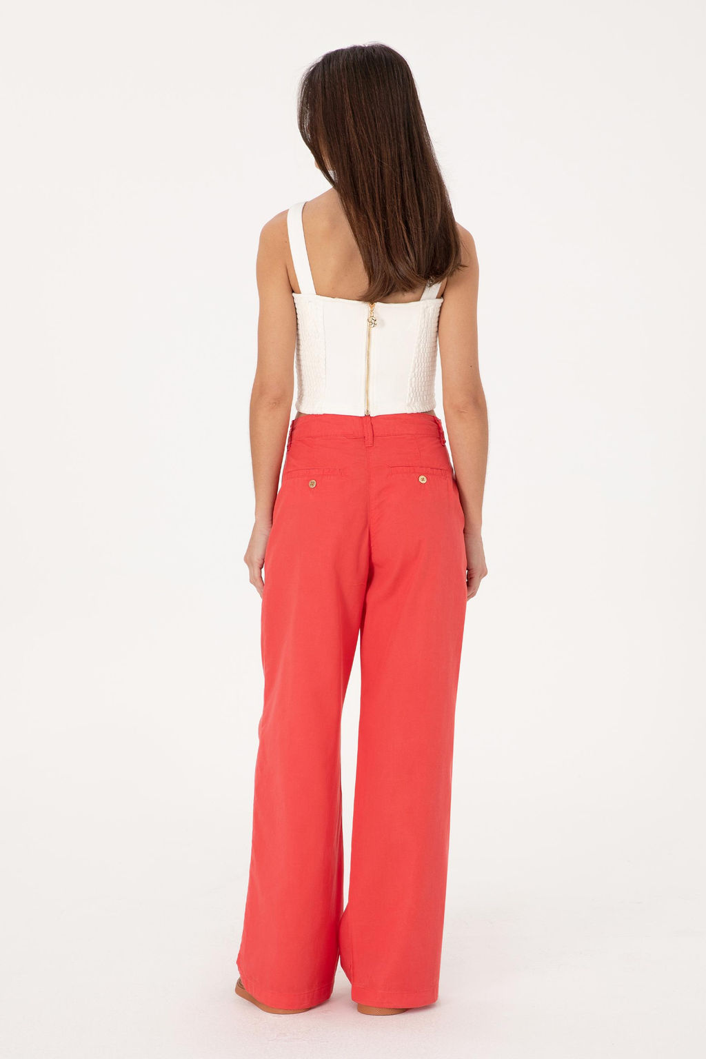 Kad_n K_rm_z_ Loose Fit Kanvas Pantolon