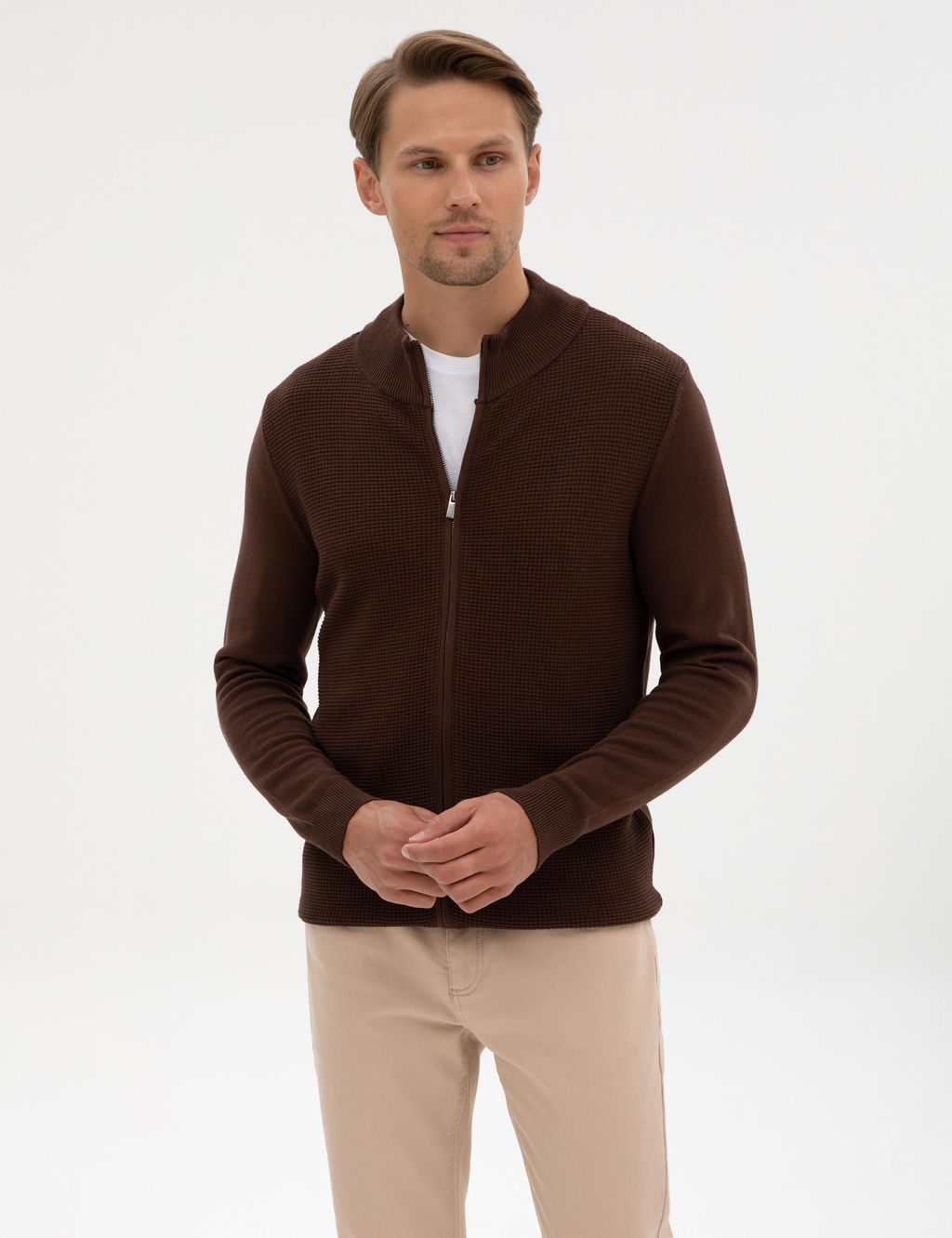 Kahverengi Slim Fit Fermuarl_ Triko H_rka - Pierre cardin фото 3