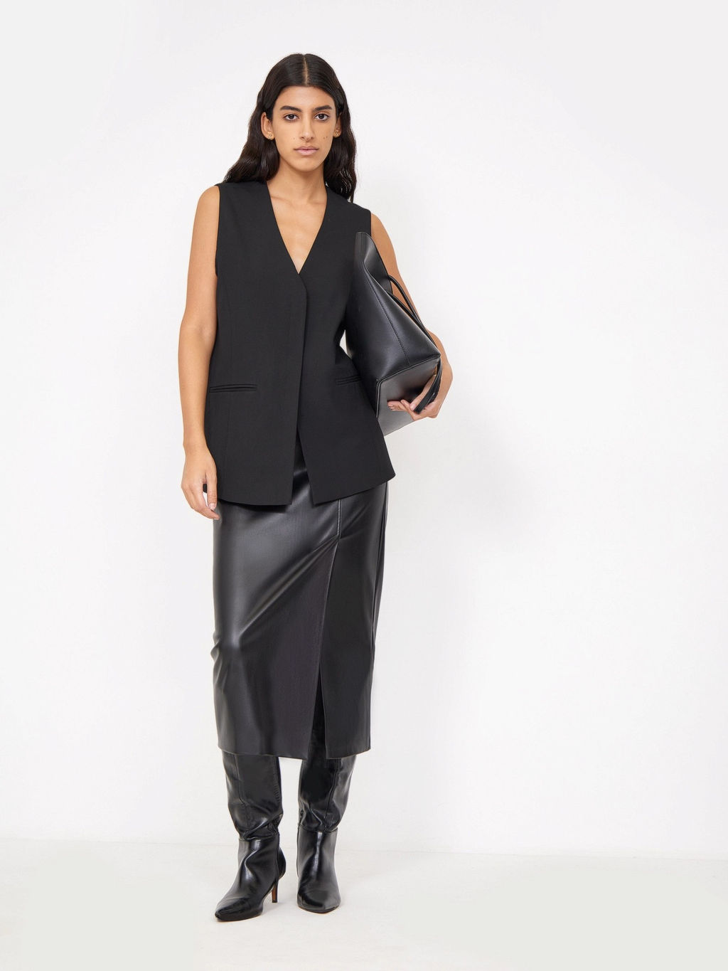 ШОК ЦЕНА - Юбка из экокожи с разрезом S956/ida - Emka фото 3