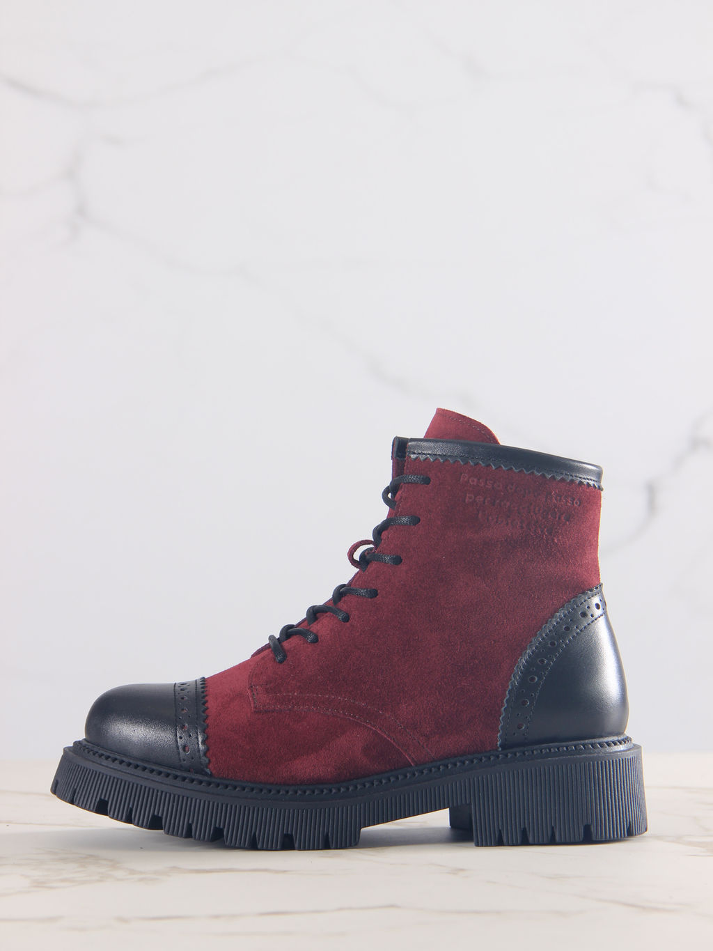 Ботинки 319.taskanabl.Бордо замша+черный/мех