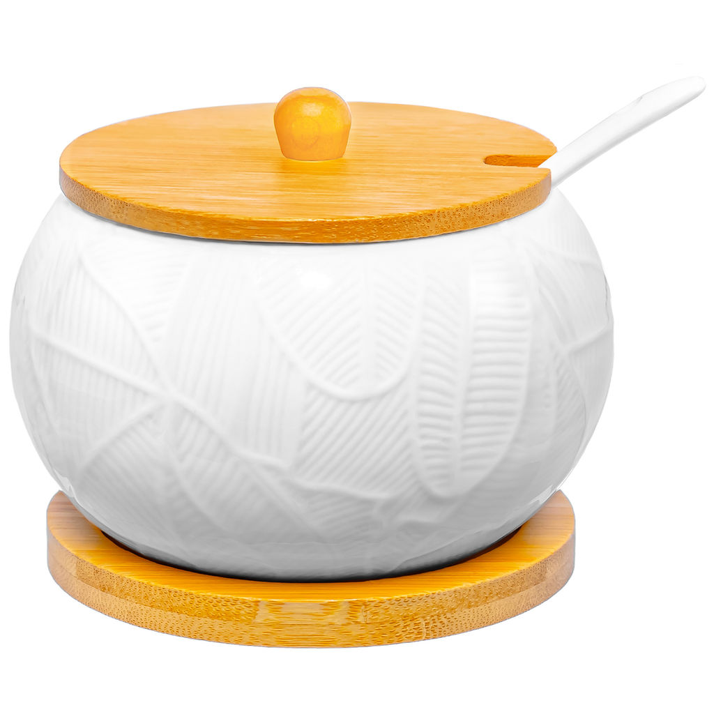 Сахарница 320 мл 10,5*10,5*9 см "Танзания" + ложка + дер. крышка на дер. подставке