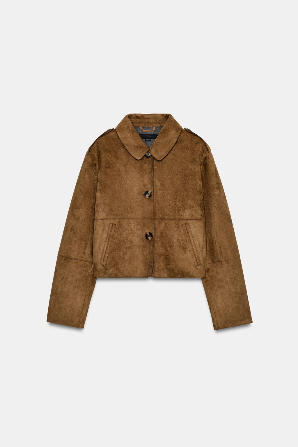 CHAQUETA CORTA EFECTO ANTE / Tostado - Zara фото 8