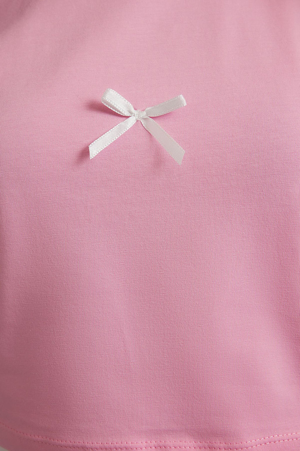 TRENDYOLMILLA Pembe Fiyonk Detayl? Crop K?sa Kollu Orme T-Shirt TWOSS24TS00248 фото 20