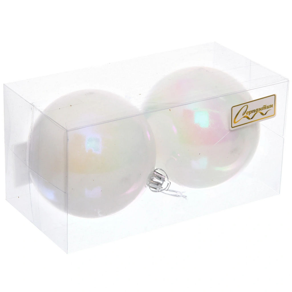 Цена за 2 шт. Новогодние шары 8 см (набор 2 шт) "Жемчуг", Перламутр