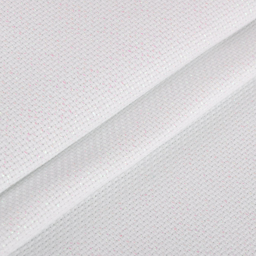 Канва K04L Gamma Aida №14 ФАСОВКА 92% хлопок, 8% терилен 150 x 100 см  2 см белый с перламутровым люрексом