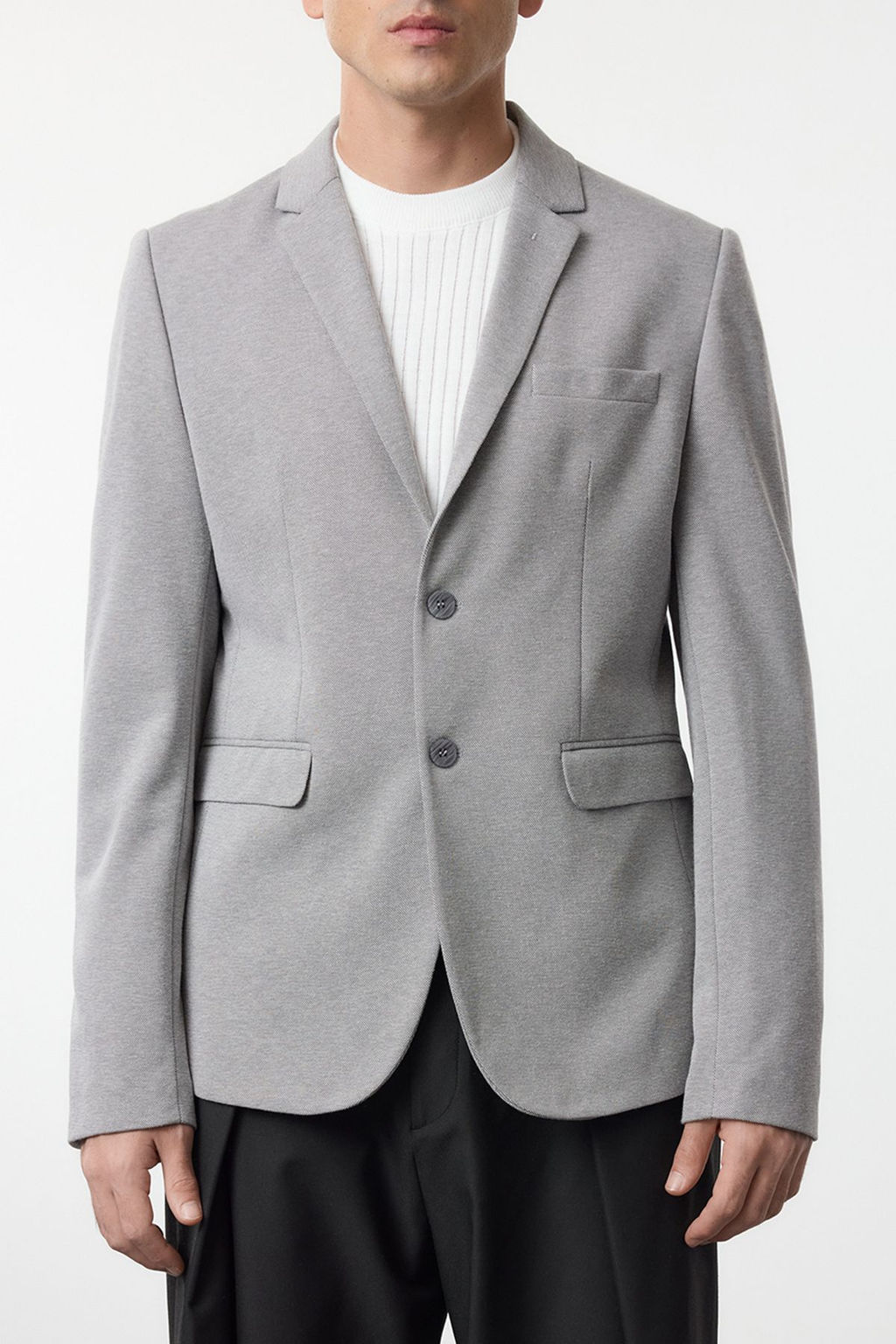 TRENDYOL MAN Gri Regular Fit Dokulu Rahat Esnek Kumas Blazer Ceket TMNAW22CE0235 - Trendyolmilla фото 4