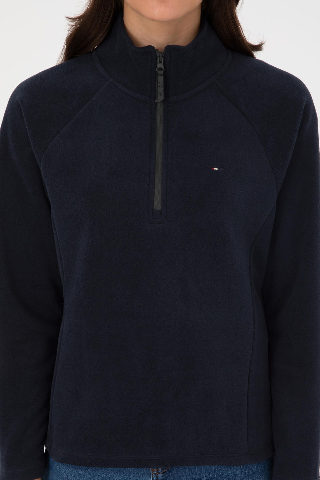 Kad_n Lacivert Fermuarl_ Dik Yaka Polar Sweatshirt - U.s. polo assn фото 5