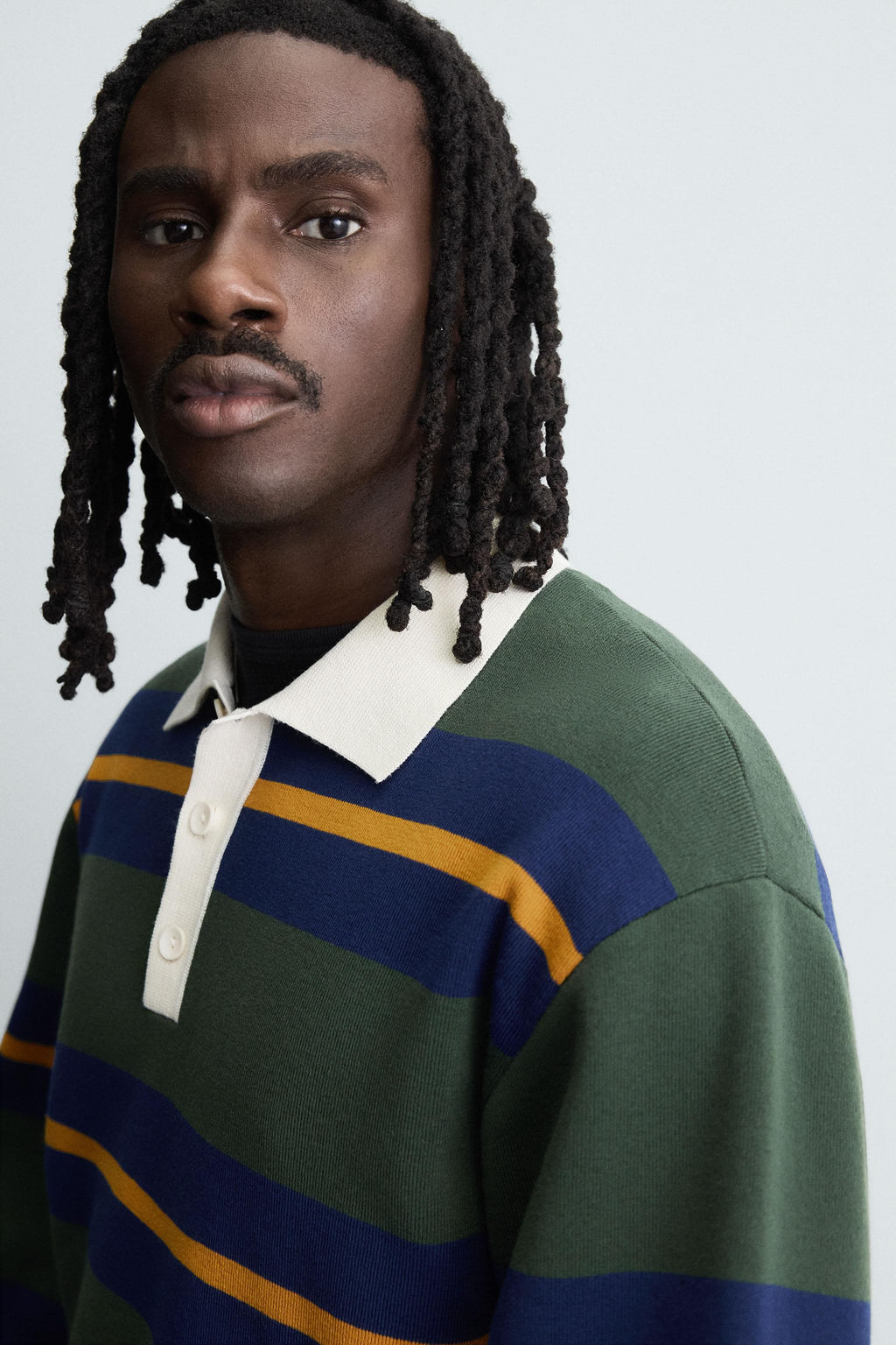 STRIPED KNIT POLO SHIRT WITH CONTRAST COLLAR - Zara фото 5