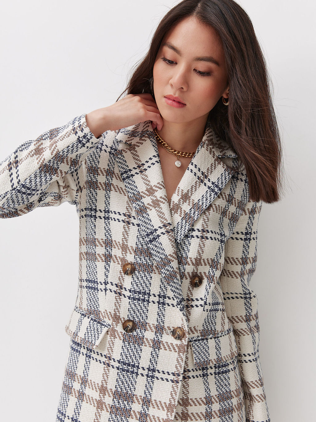 Двубортный жакет в клетку - TO BE ONE фото 3