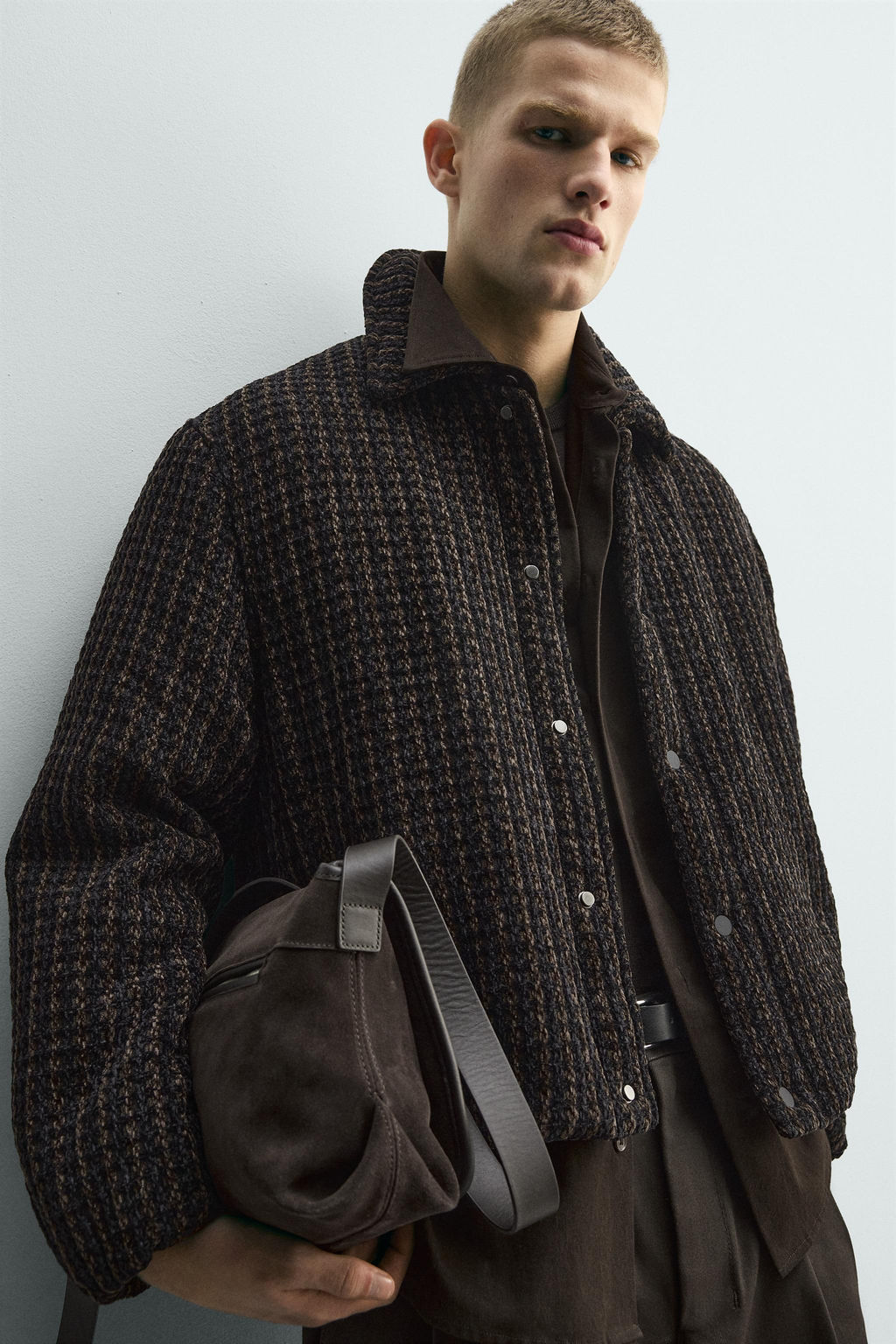 VELOUR CHECK TEXTURED JACKET - Zara фото 7