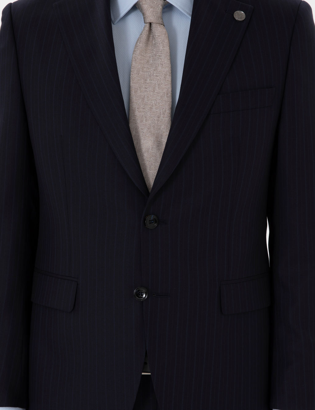 Lacivert Slim Fit _izgili %100 Y_n Tak_m Elbise