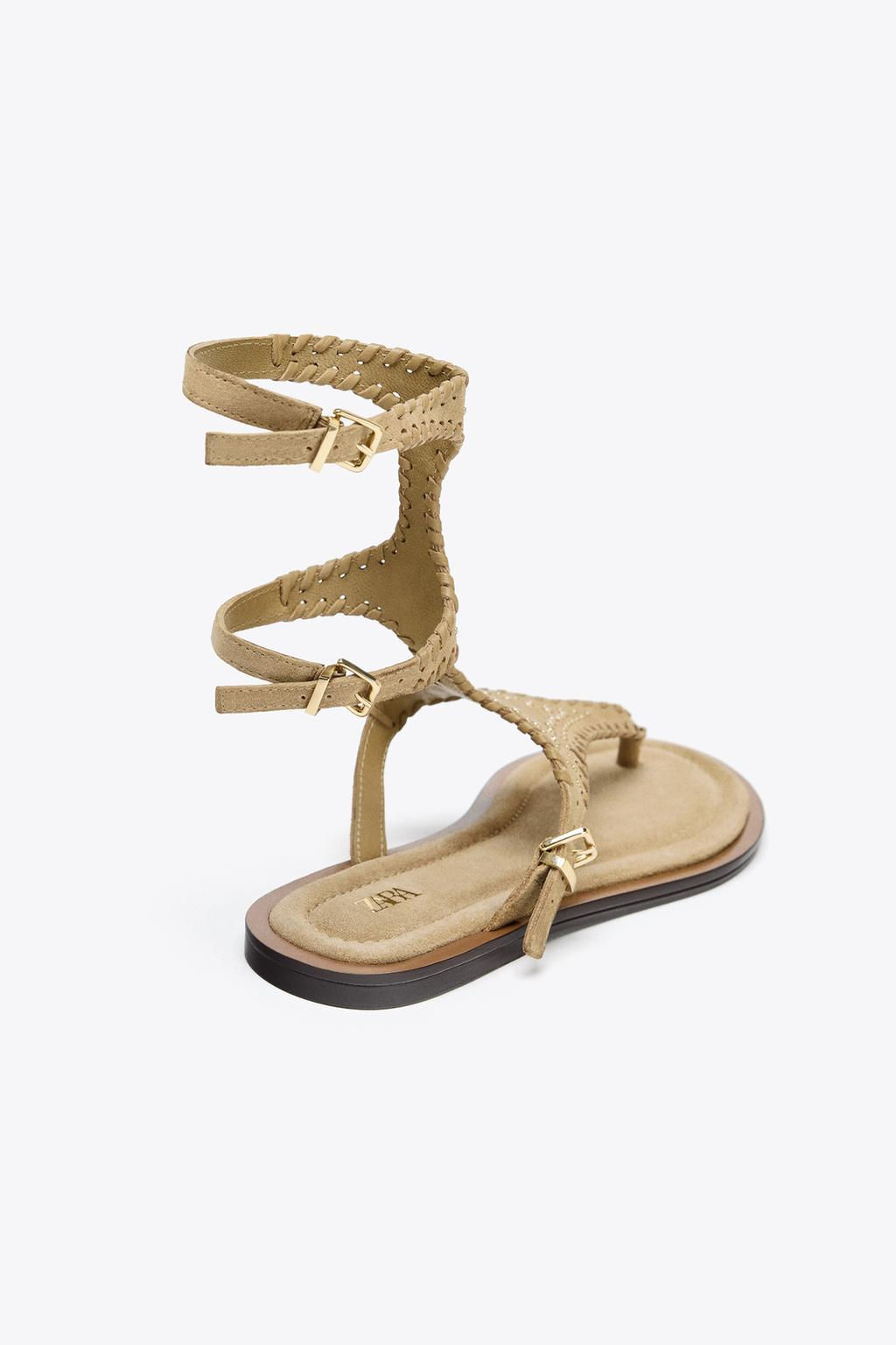 DOUBLE SUEDE ANKLE STRAP SANDALS - Zara фото 4