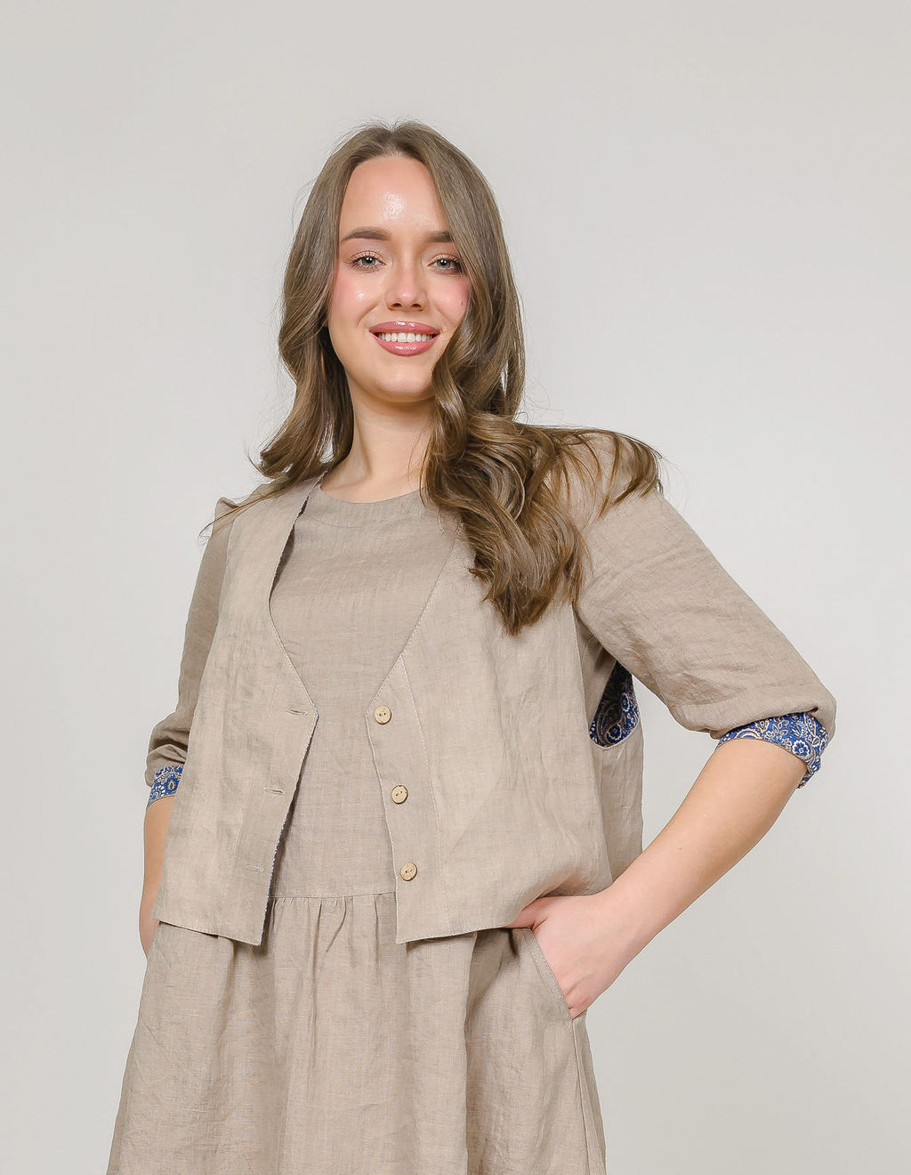 Двухсторонний жилет 100% лен