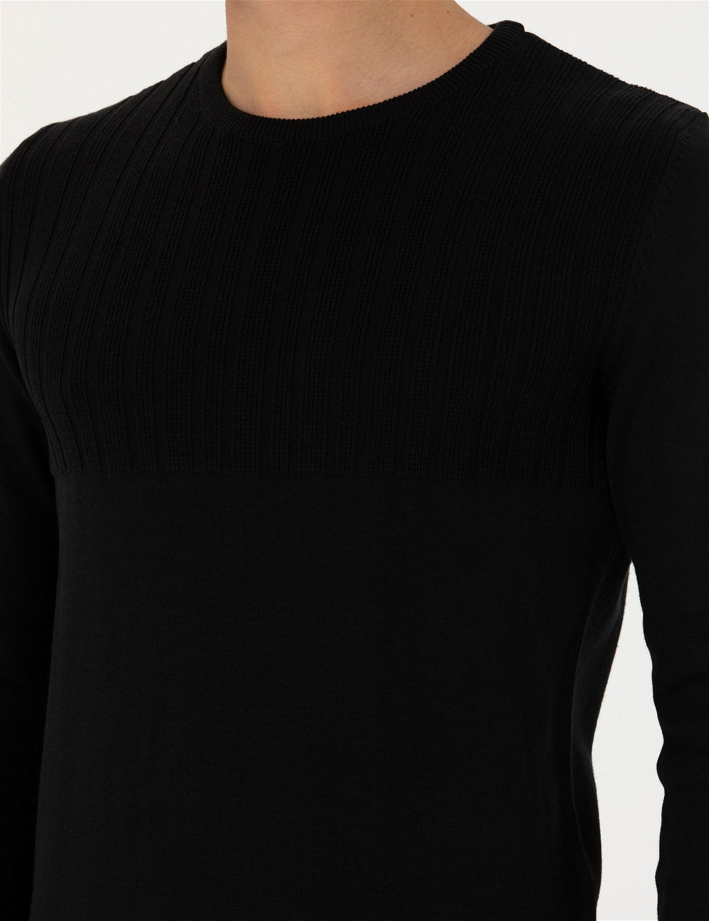 Siyah Slim Fit Bisiklet Yaka Triko Kazak - Pierre cardin фото 7