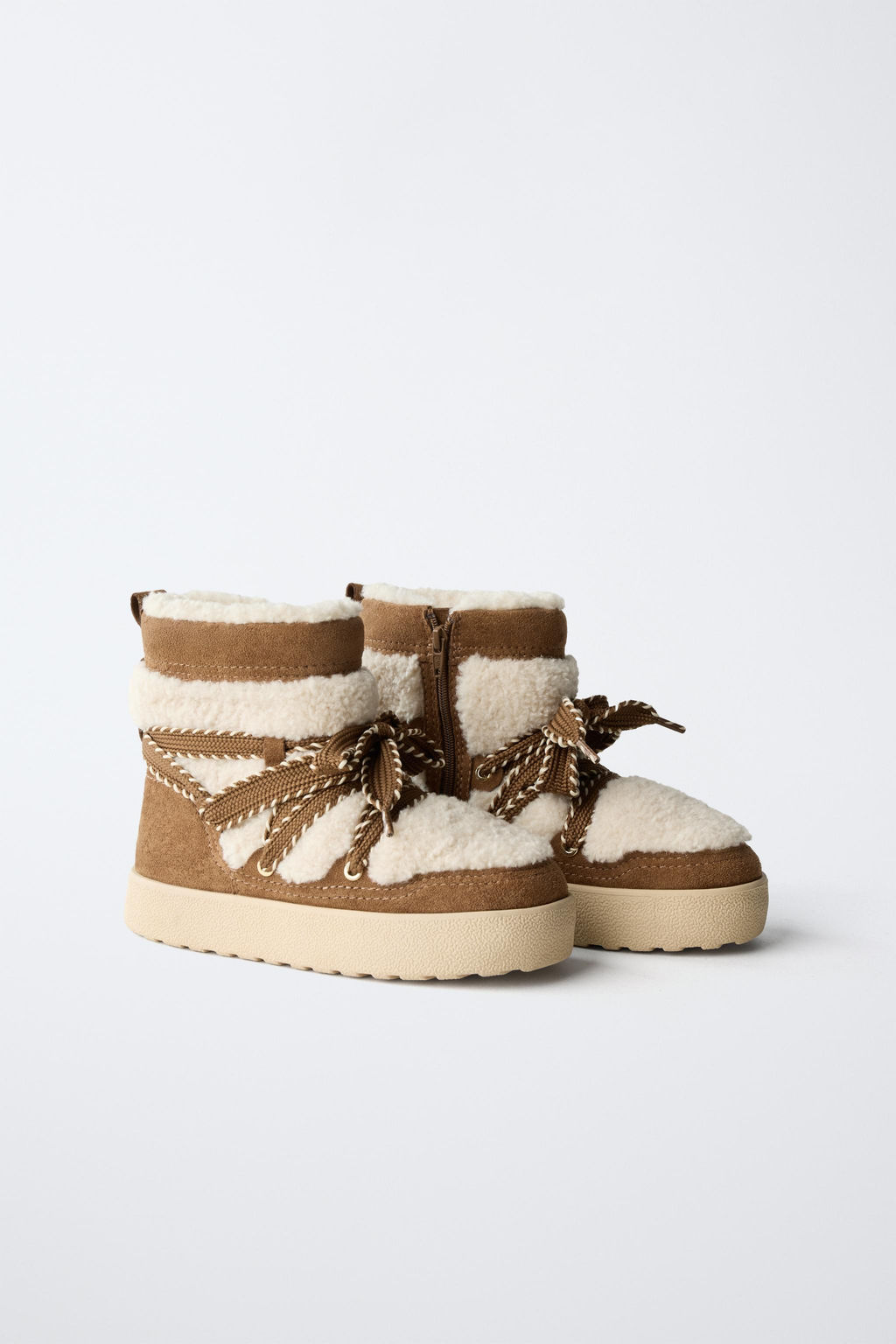 COMBINED FAUX SHEARLING ANKLE BOOTS - Zara фото 11
