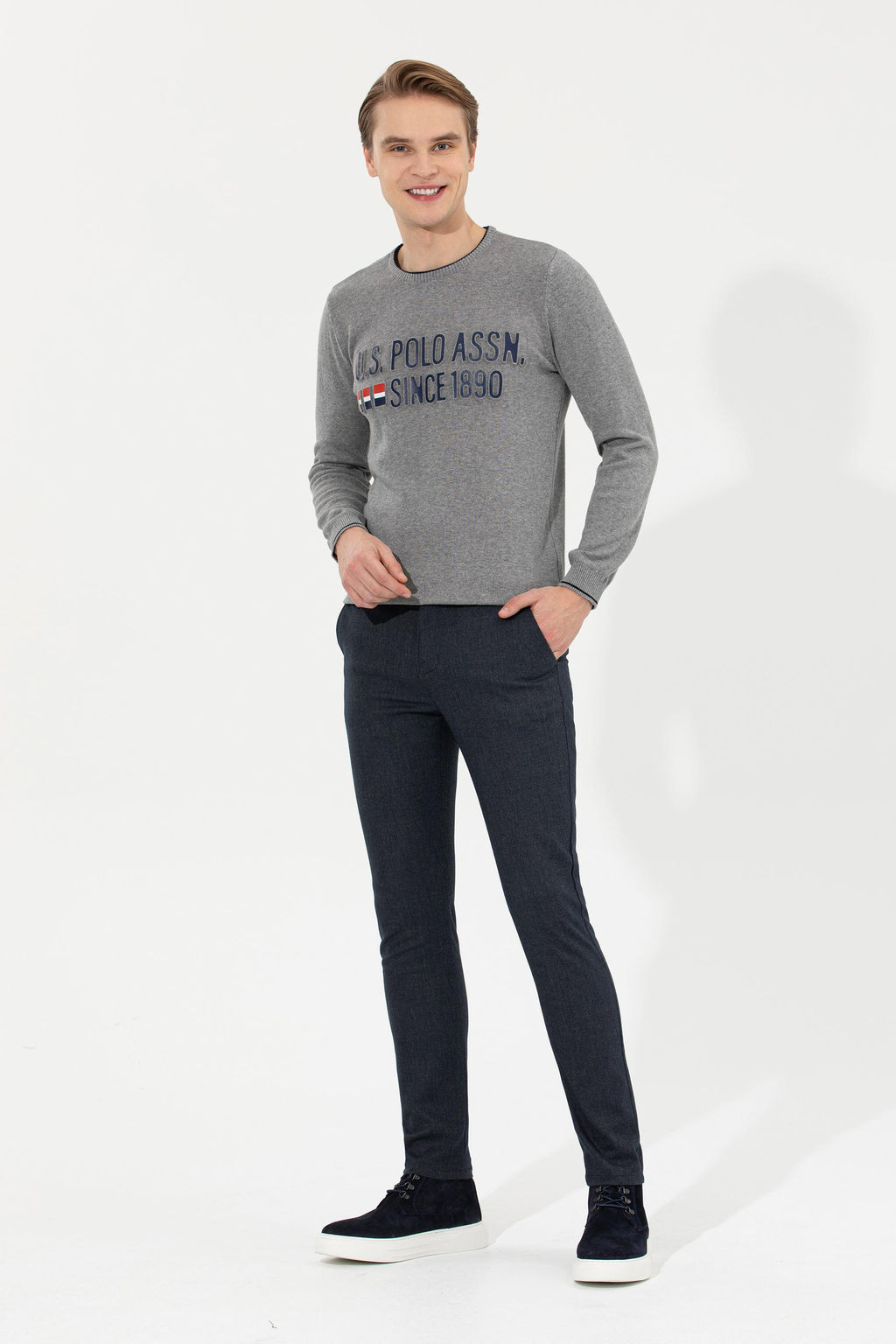 Мужские темно-синие брюки из плотной ткани - U.s. polo assn фото 15