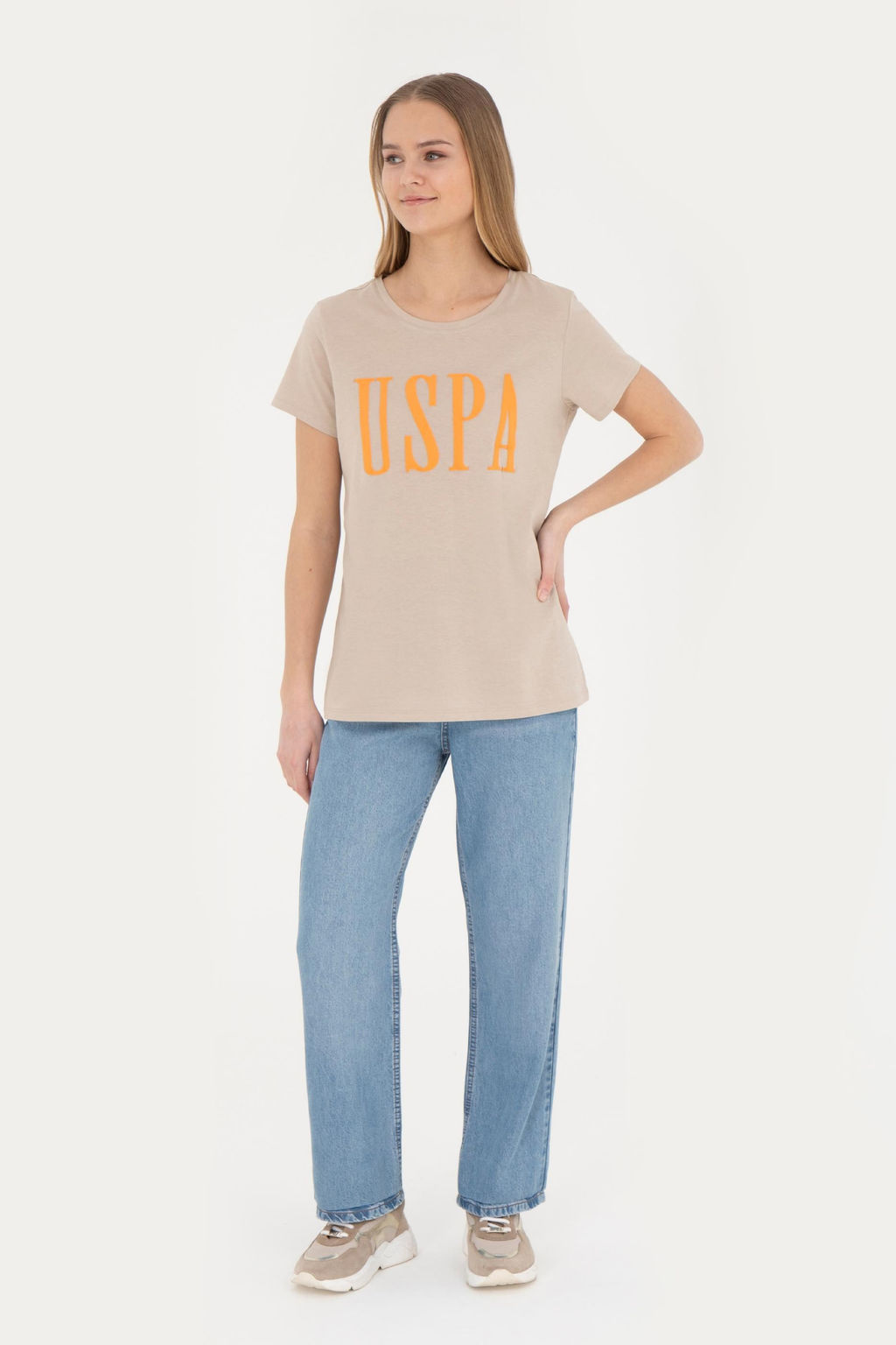 U. S. Polo Assn / Женская футболка светло-хаки с круглым вырезом - U.s. polo assn фото 18