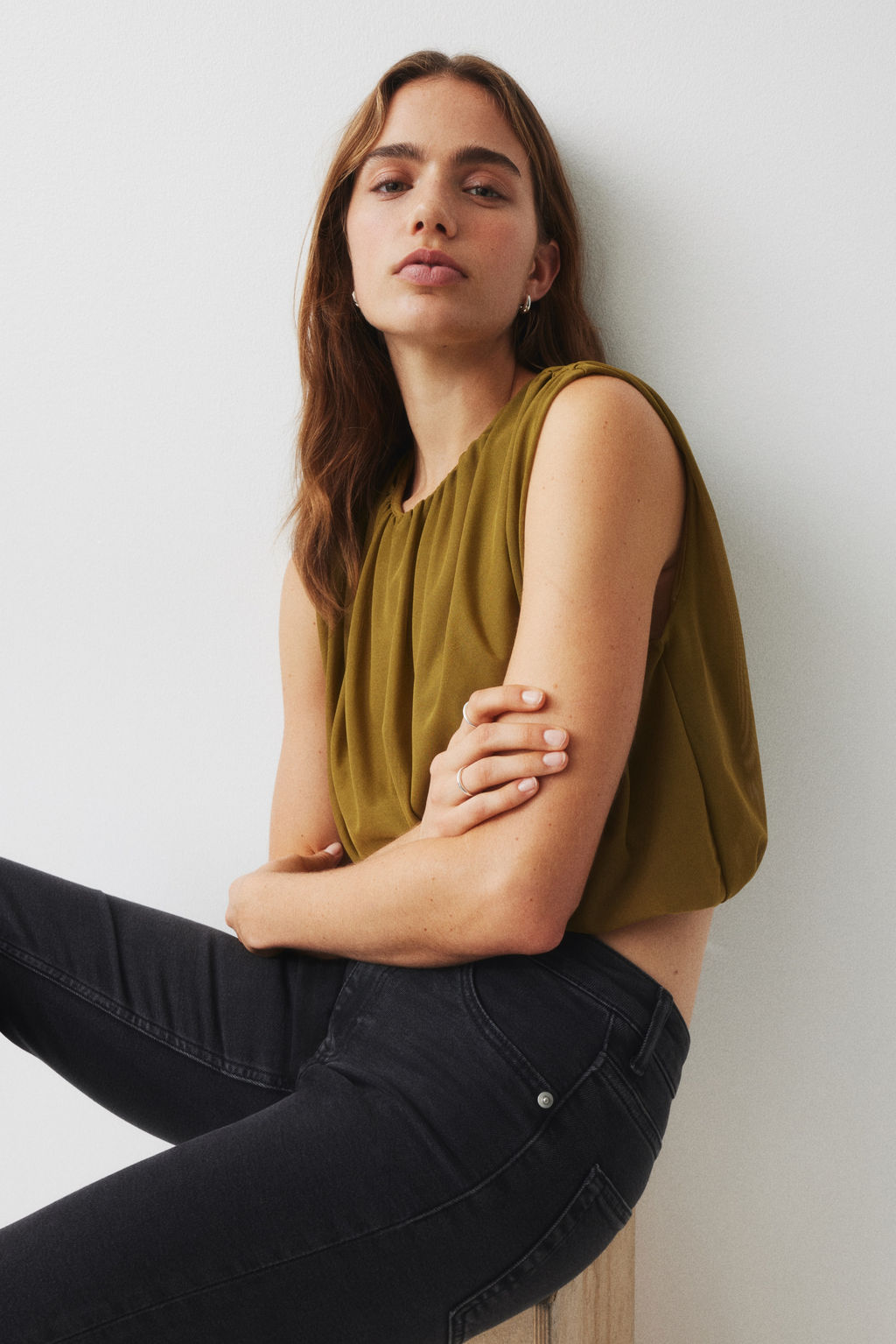 Top de malla drapeado - H&m фото 6