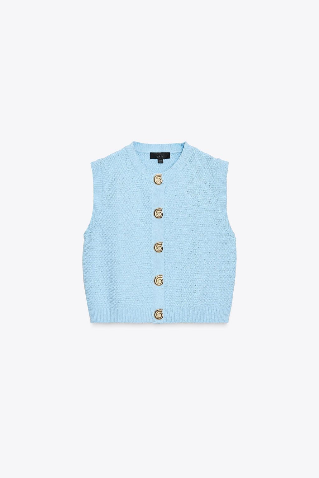 GOLD BUTTON TEXTURED KNIT WAISTCOAT TOP - Zara фото 4