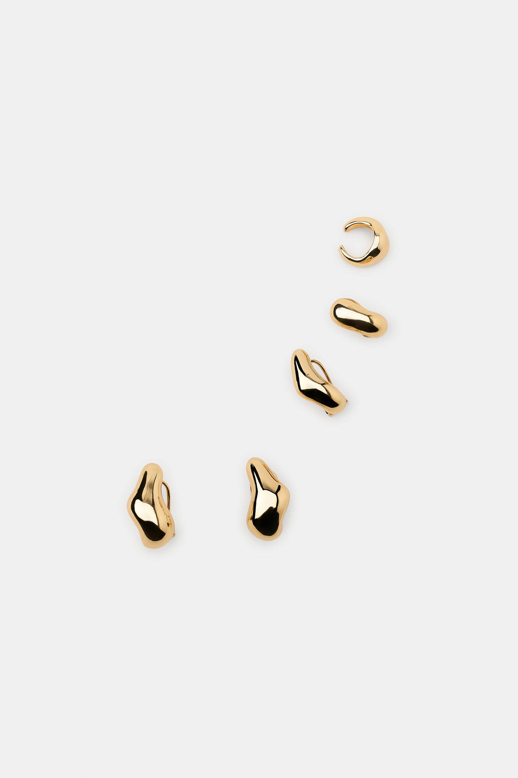 PACK 5 PENDIENTES MET?LICOS EARCUFF / Dorado - Zara фото 3