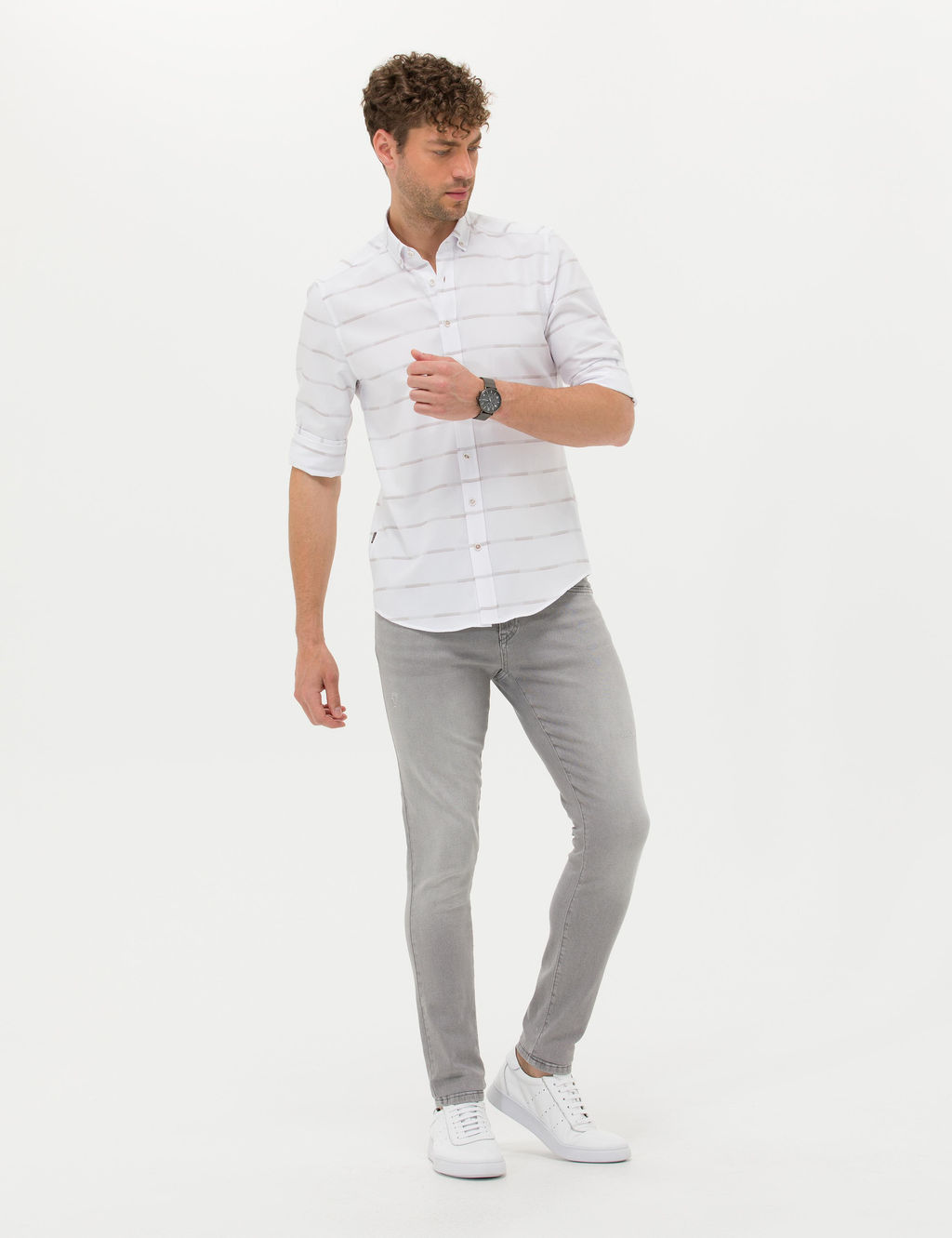 Bej Slim Fit Uzun Kollu G_mlek - Pierre cardin фото 4