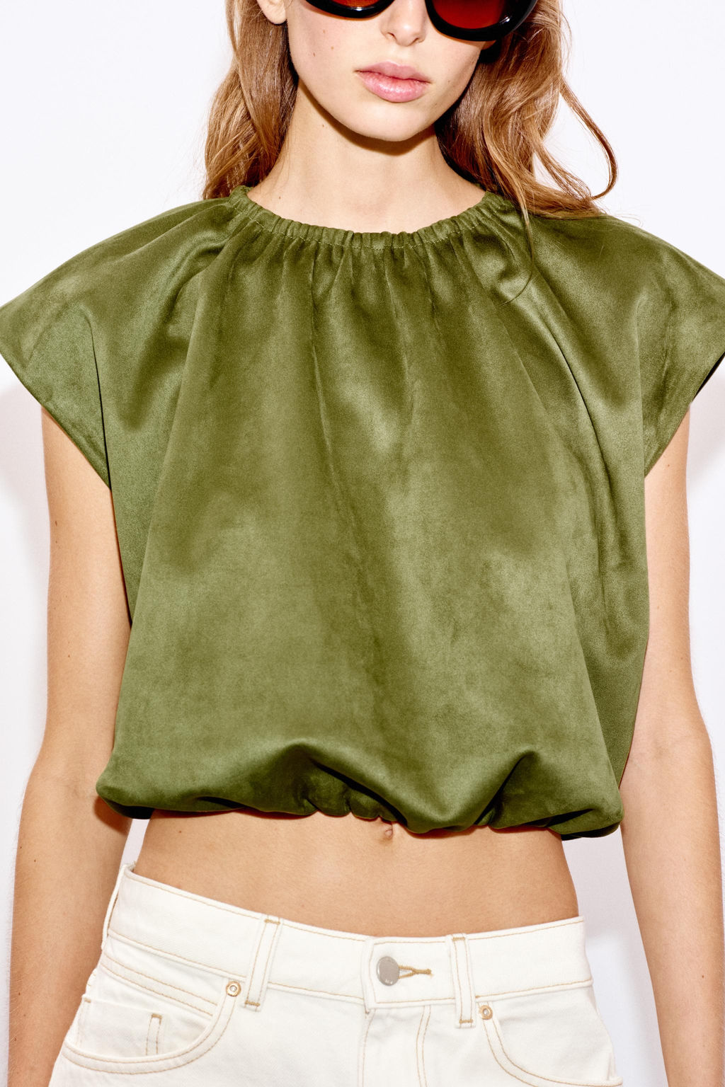 TOP GLOBO EFECTO ANTE / Khaki - Zara фото 2
