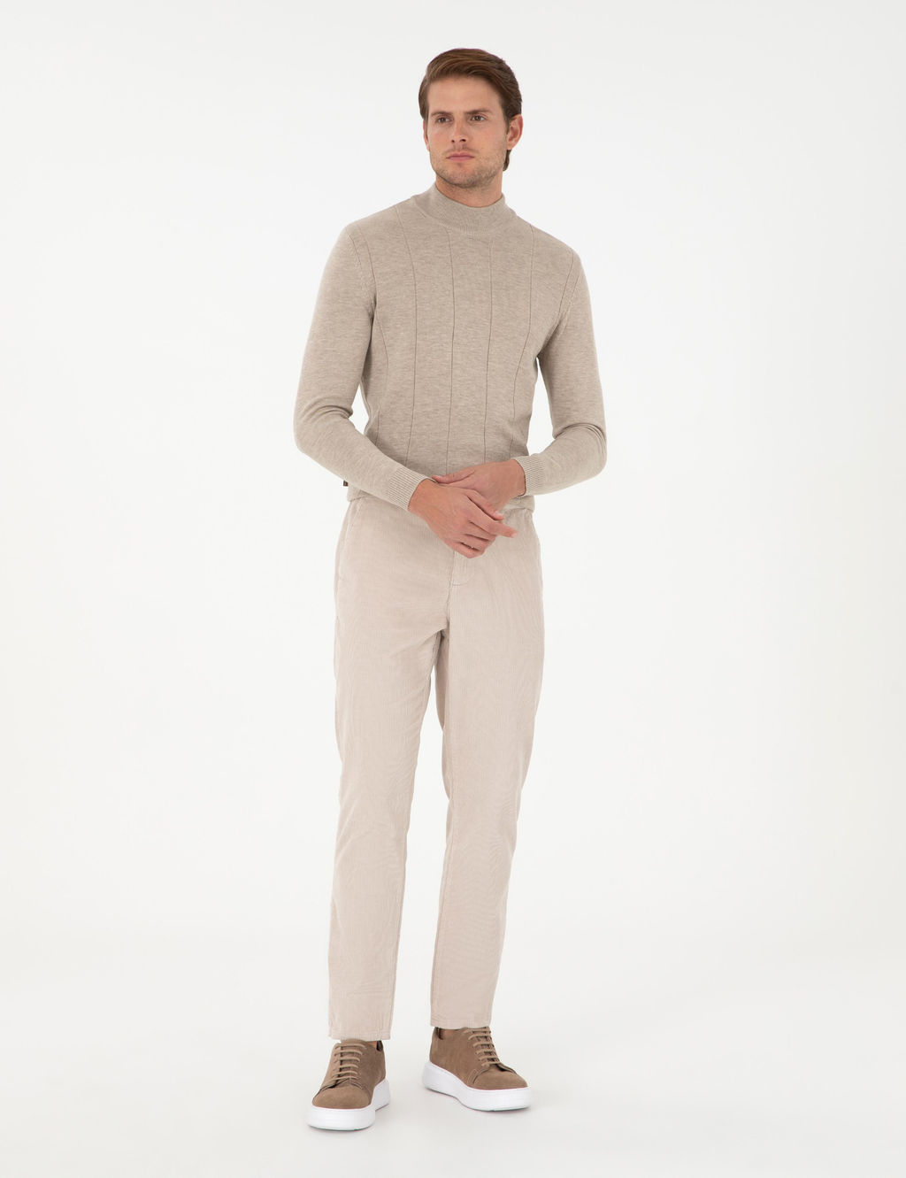 Bej Carrot Fit Kanvas Pantolon