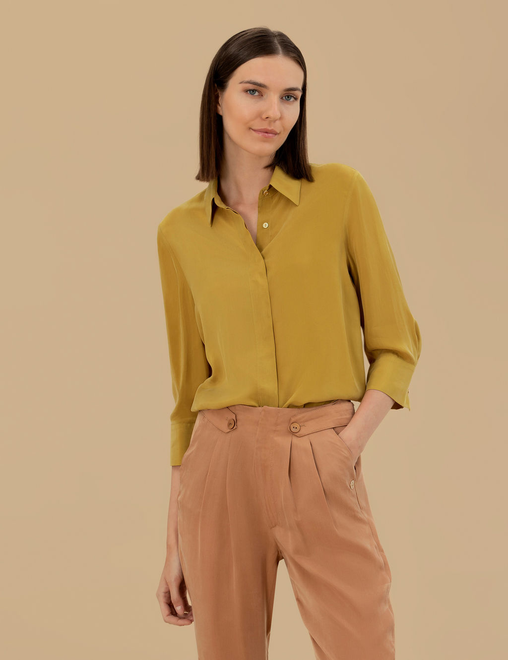 Ye_il Cupro Comfort Fit Uzun Kollu G_mlek