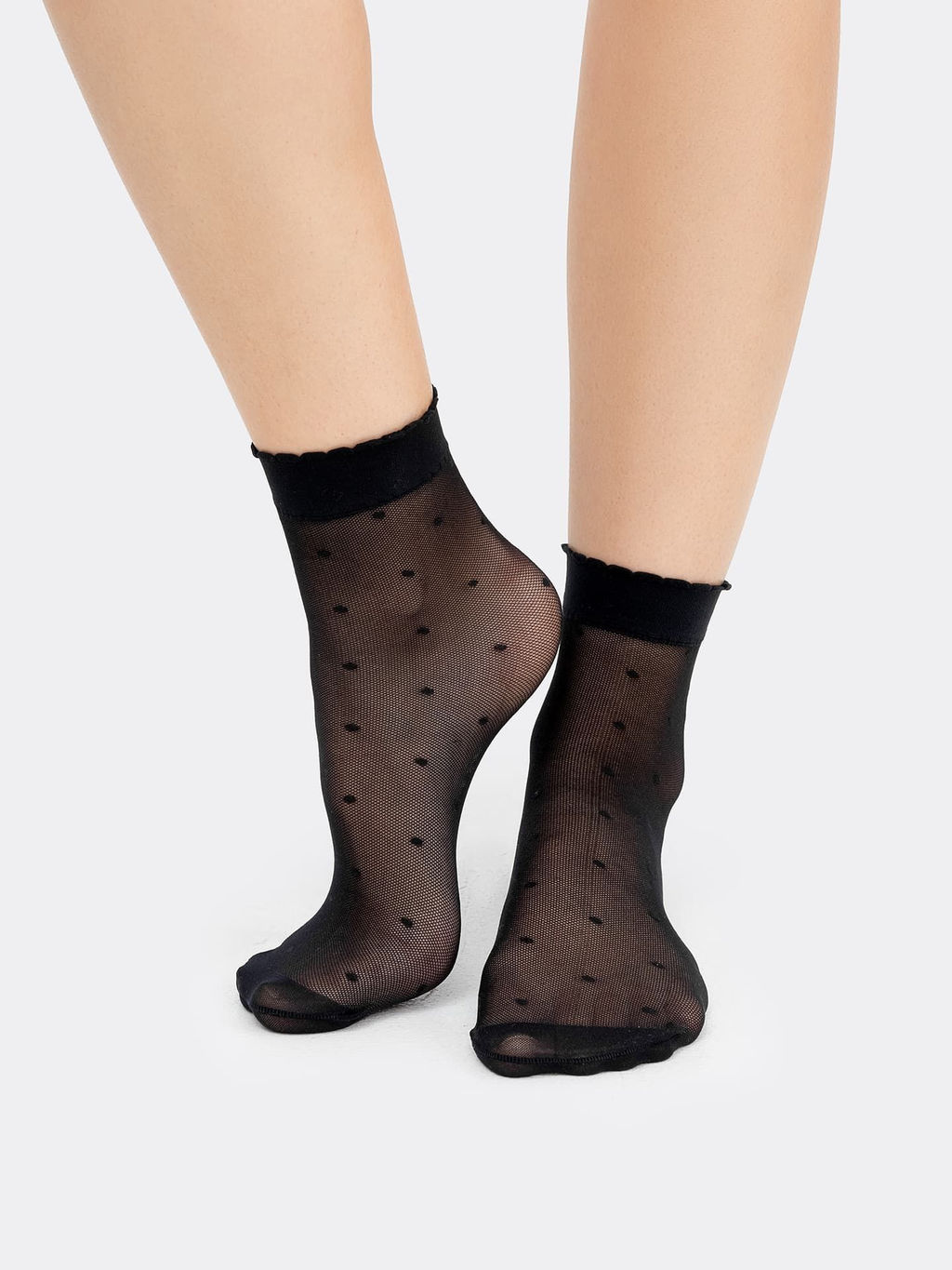 Цена за 5 пар! Женские высокие носки из полиамида черного цвета в горошек черный 263PA-1358 - Mark formelle фото 2