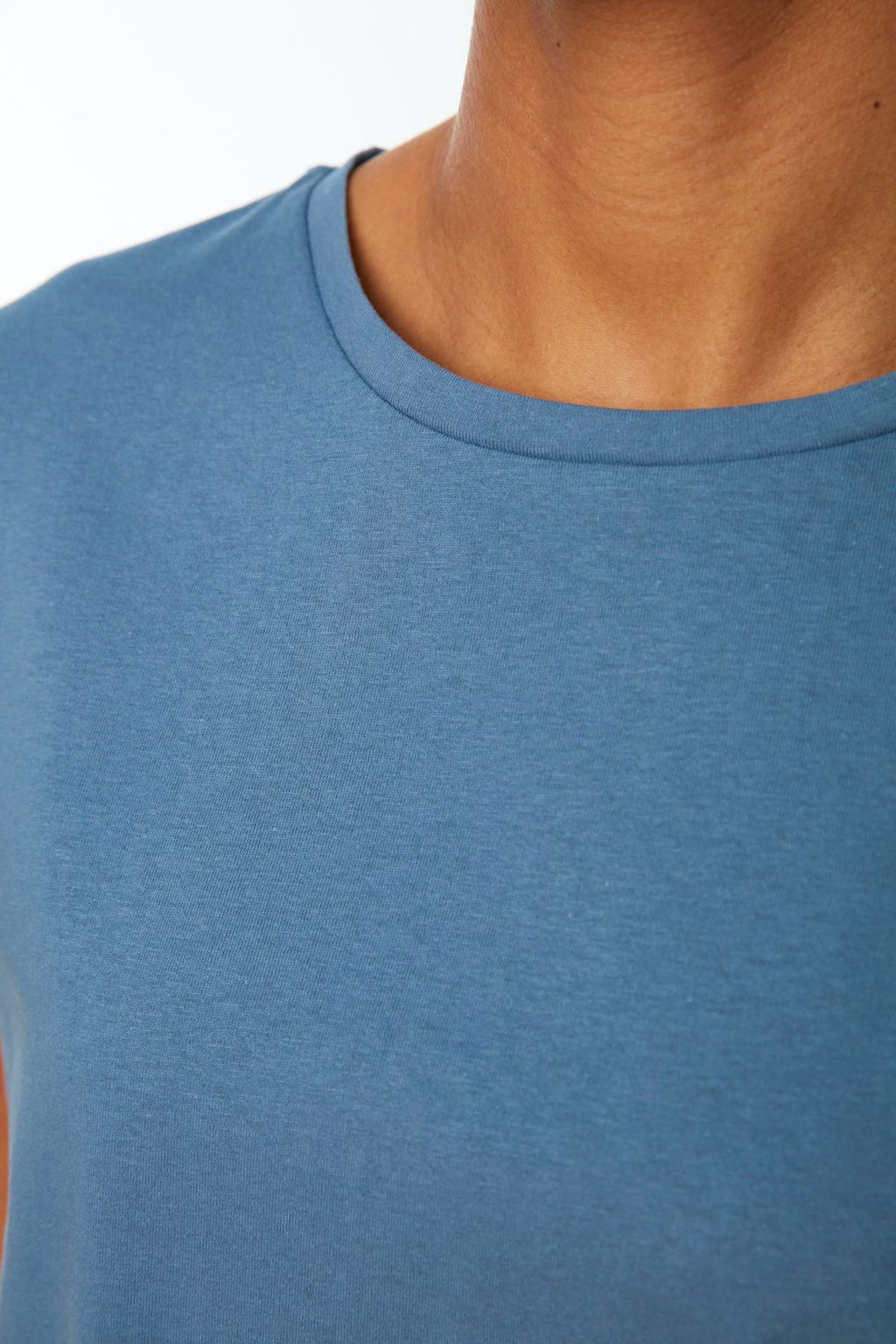 Indigo-Pembe %100 Pamuk 2li Paket Basic Bisiklet Yaka Orme T-Shirt TWOSS20TS0141