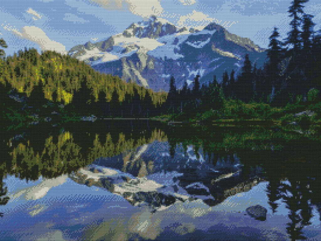 Вышивка крестиком 40х50см, Горный пейзаж