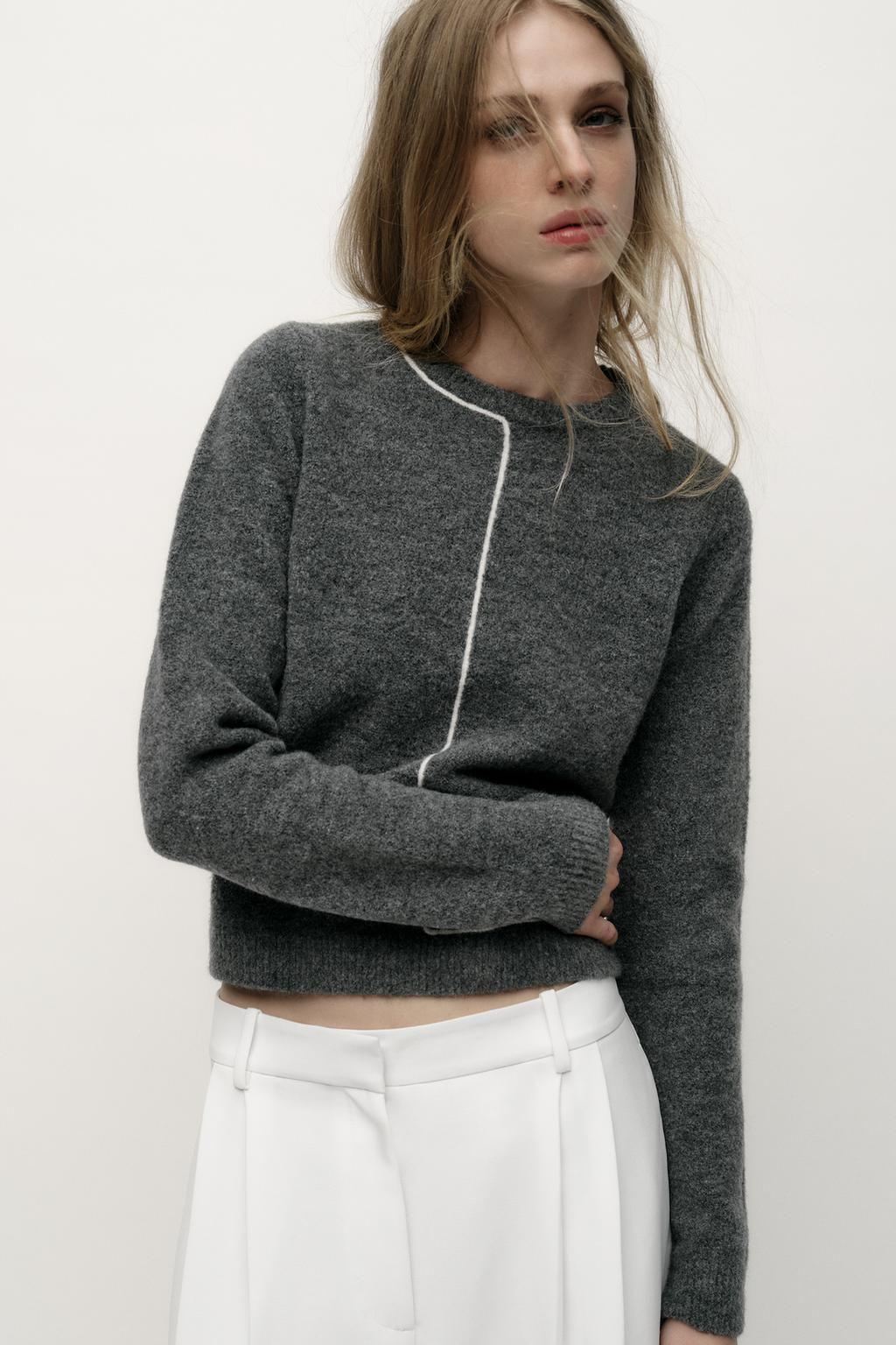 CONTRAST TRIM KNIT SWEATER - Zara фото 3
