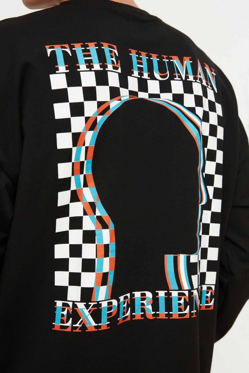 Siyah Oversize/Genis Kesim Bask?l? Sweatshirt TMNAW22SW0417