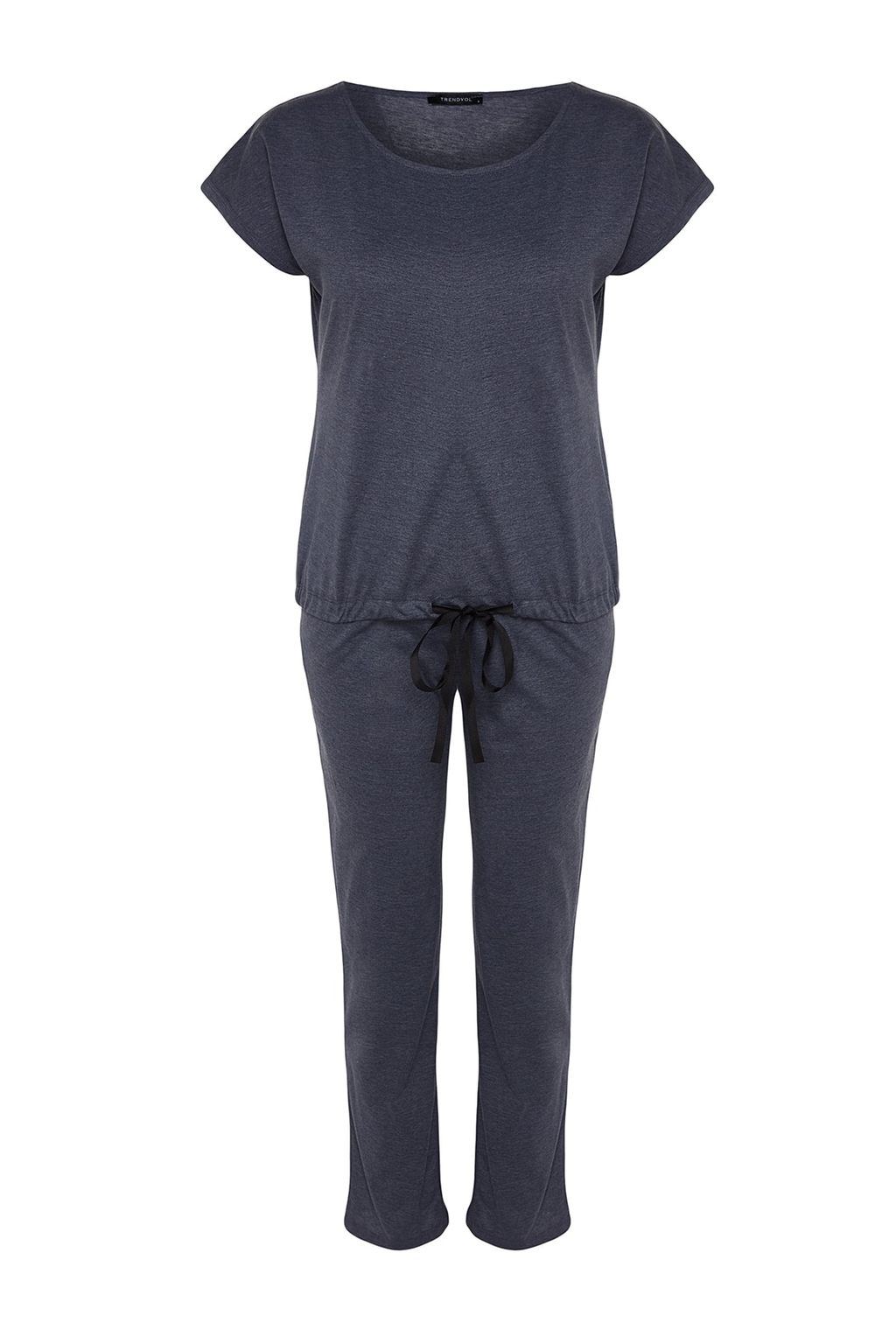 Trendyolmilla Lacivert %100 Pamuklu Baglama Detayl? T-shirt-Pantolon Orme Pijama Tak?m? THMSS20PT0068  фото 6