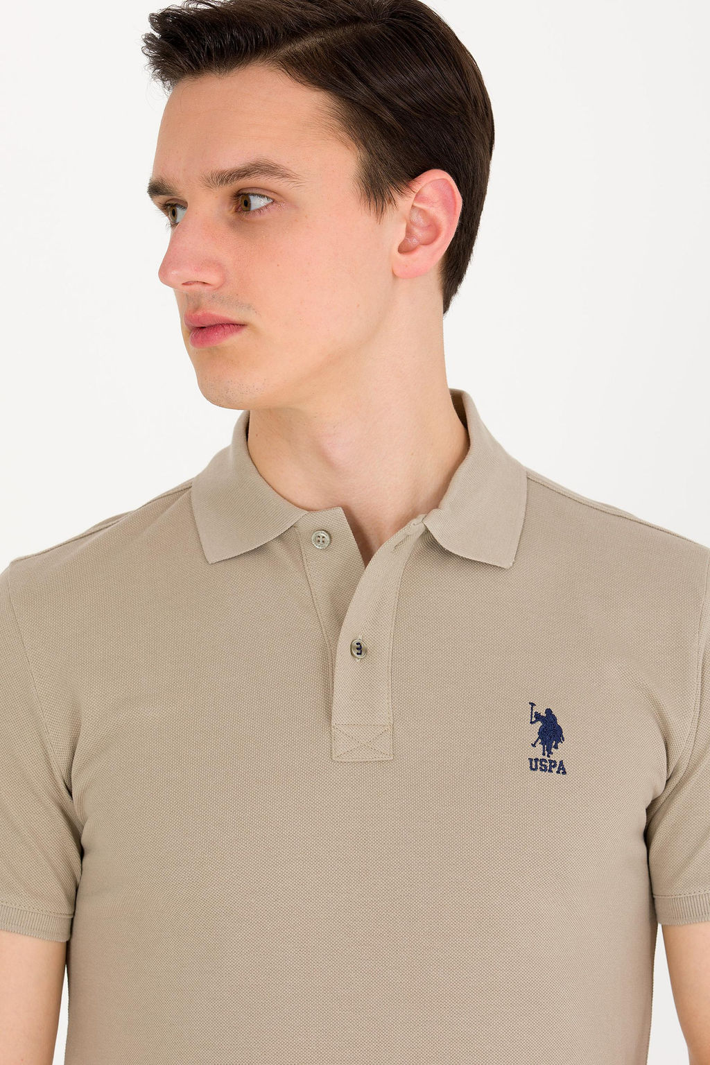 Мужская футболка цвета хаки с воротником поло Basic - U.s. polo assn фото 2