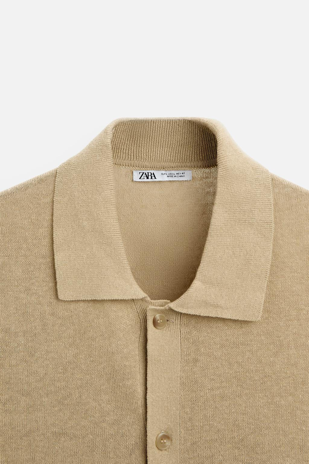 COTTON - LINEN KNIT SHIRT - Zara фото 8