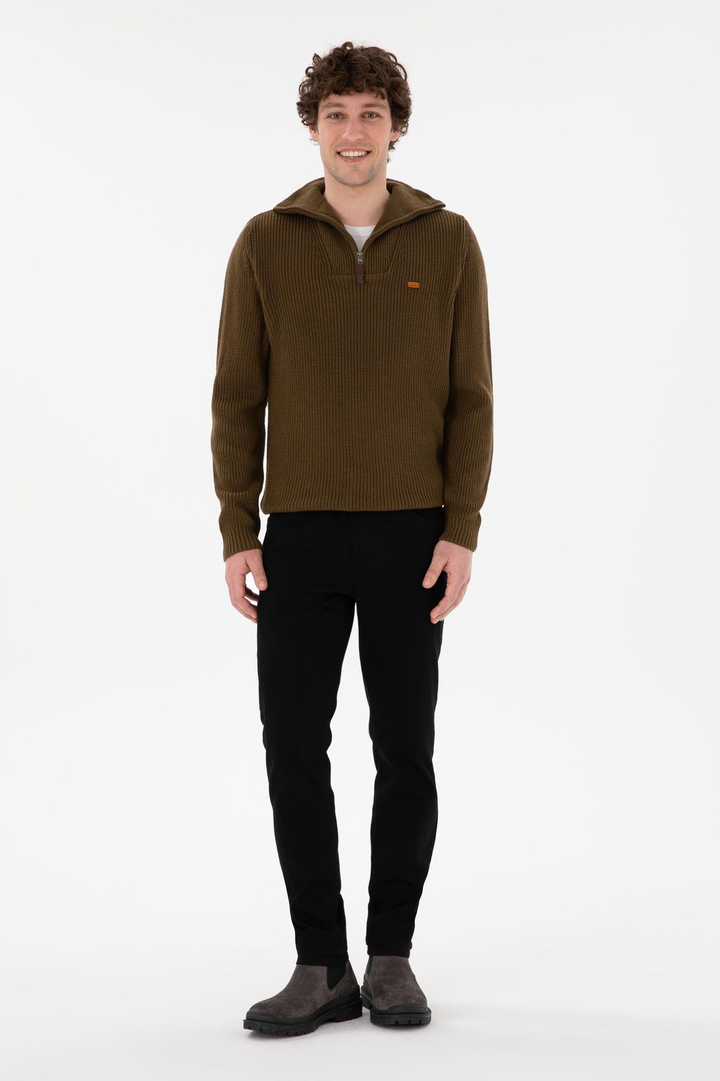 Джемпер Regular Fit хаки из акрила