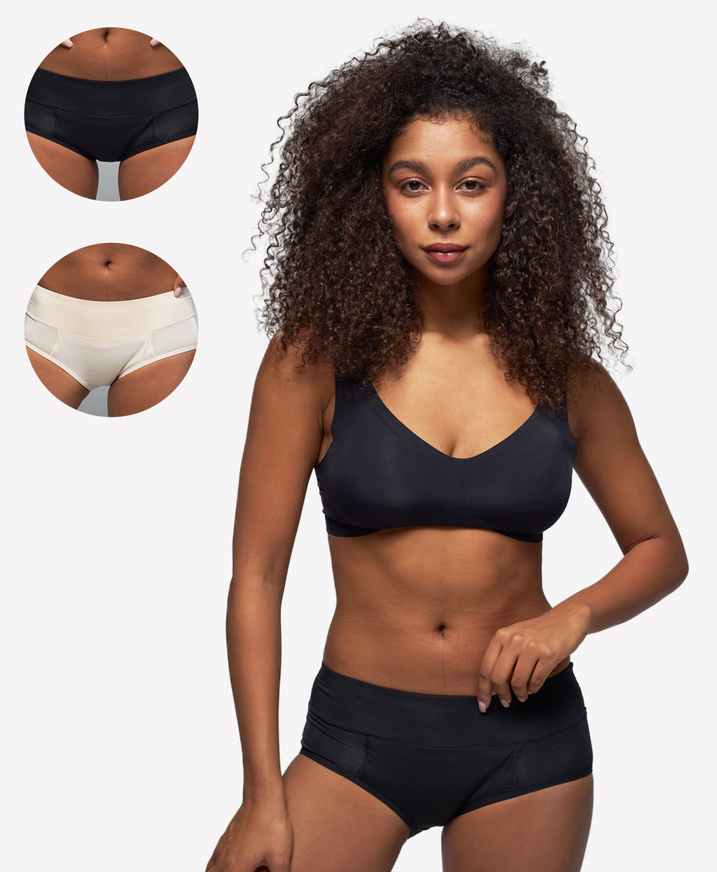 Трусы женские слипы для месячных Vanessa for me MY001-E-W полиэстер, полиамид черный и бежевый размеры M, L, XL, 2XL, 3XL, 4XL