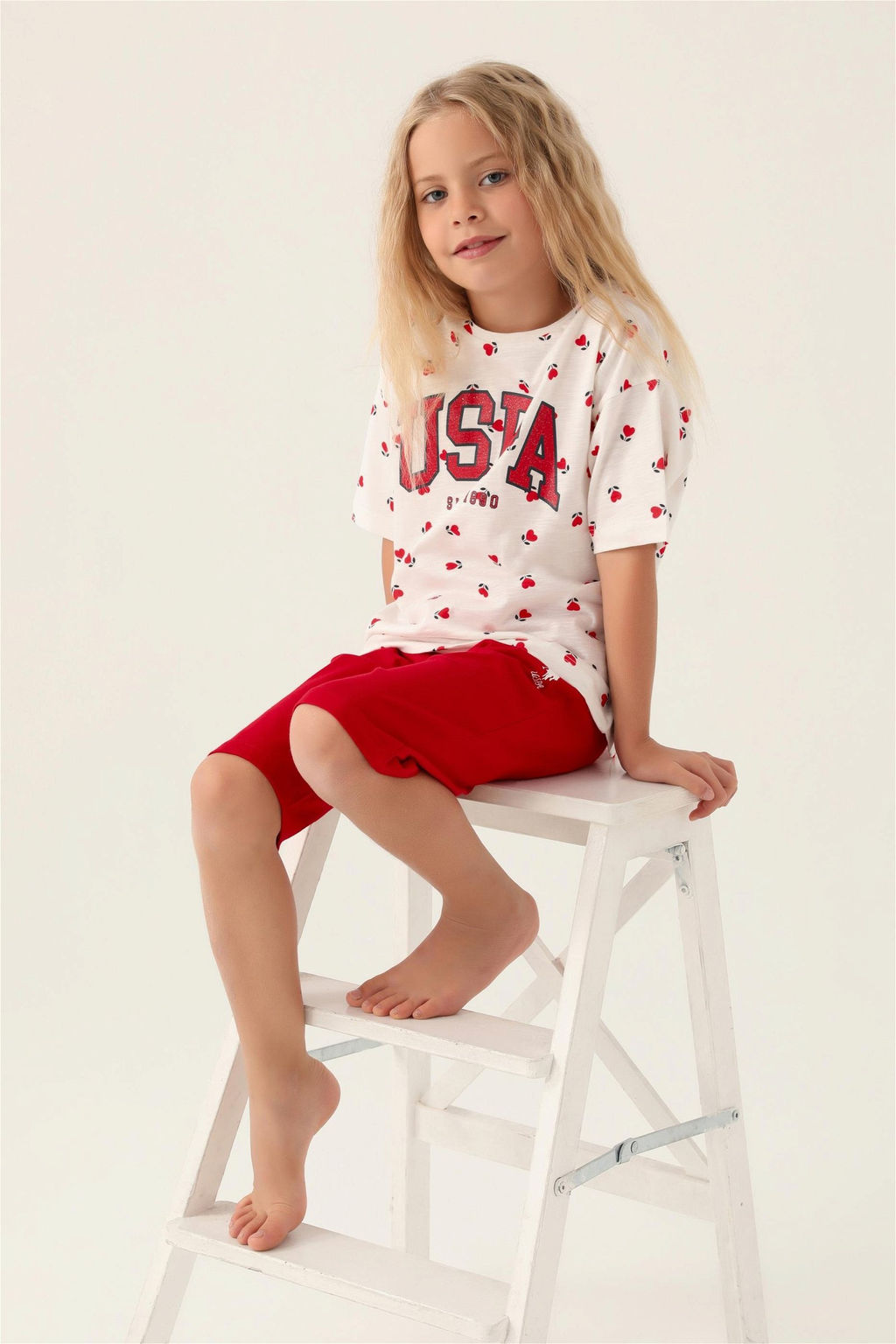 Красный пижамный комплект для девочки - U.s. polo assn фото 2