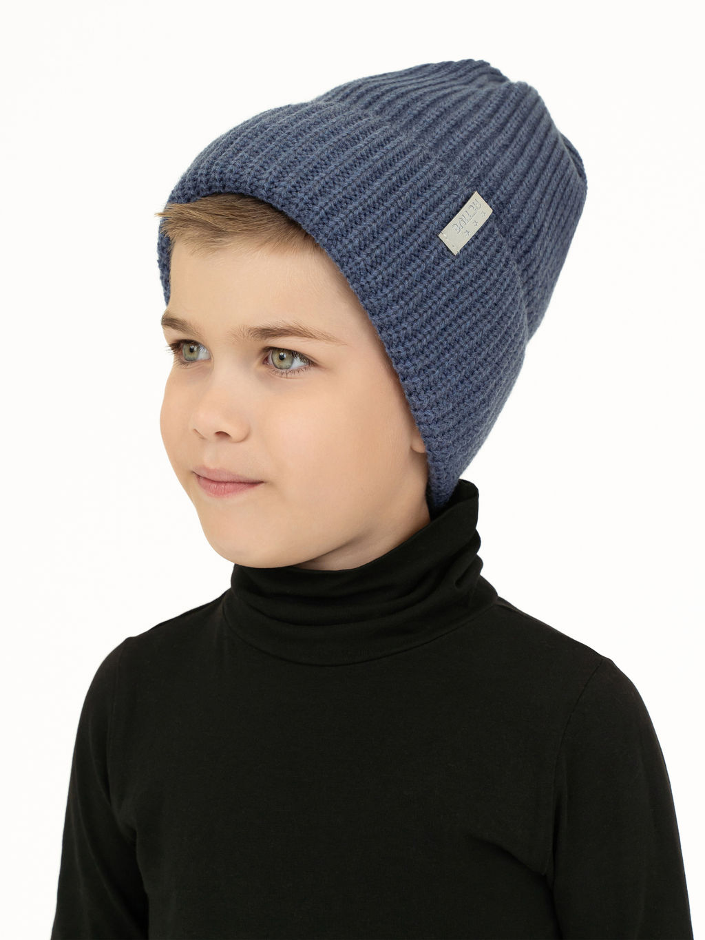 Шапка вязаная джинс ш-113 (52-54)