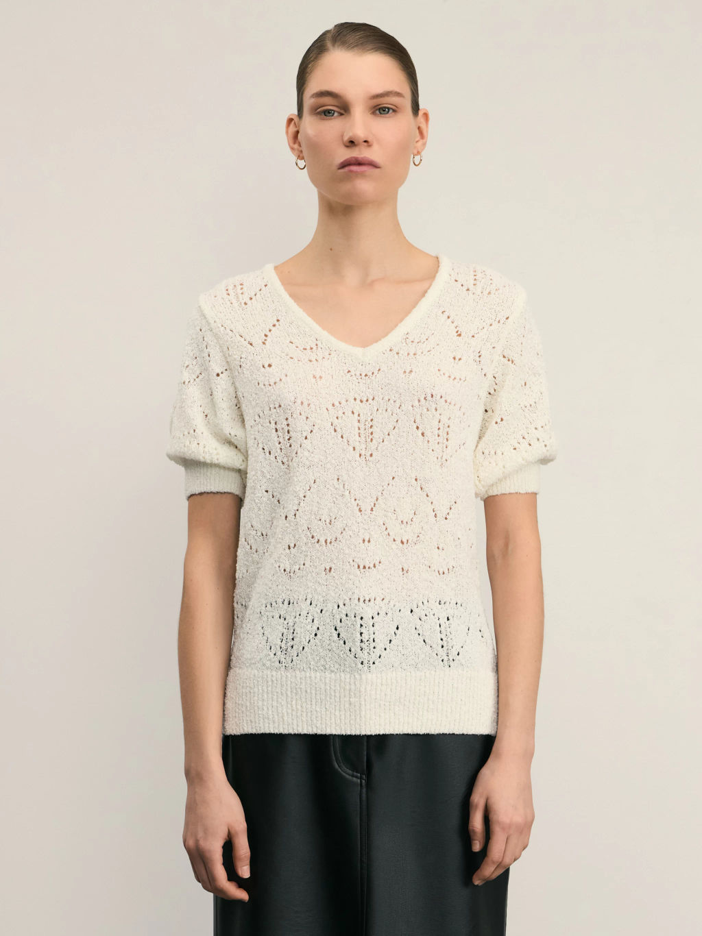 Ажурный джемпер с коротким рукавом / Zarina  фото 3