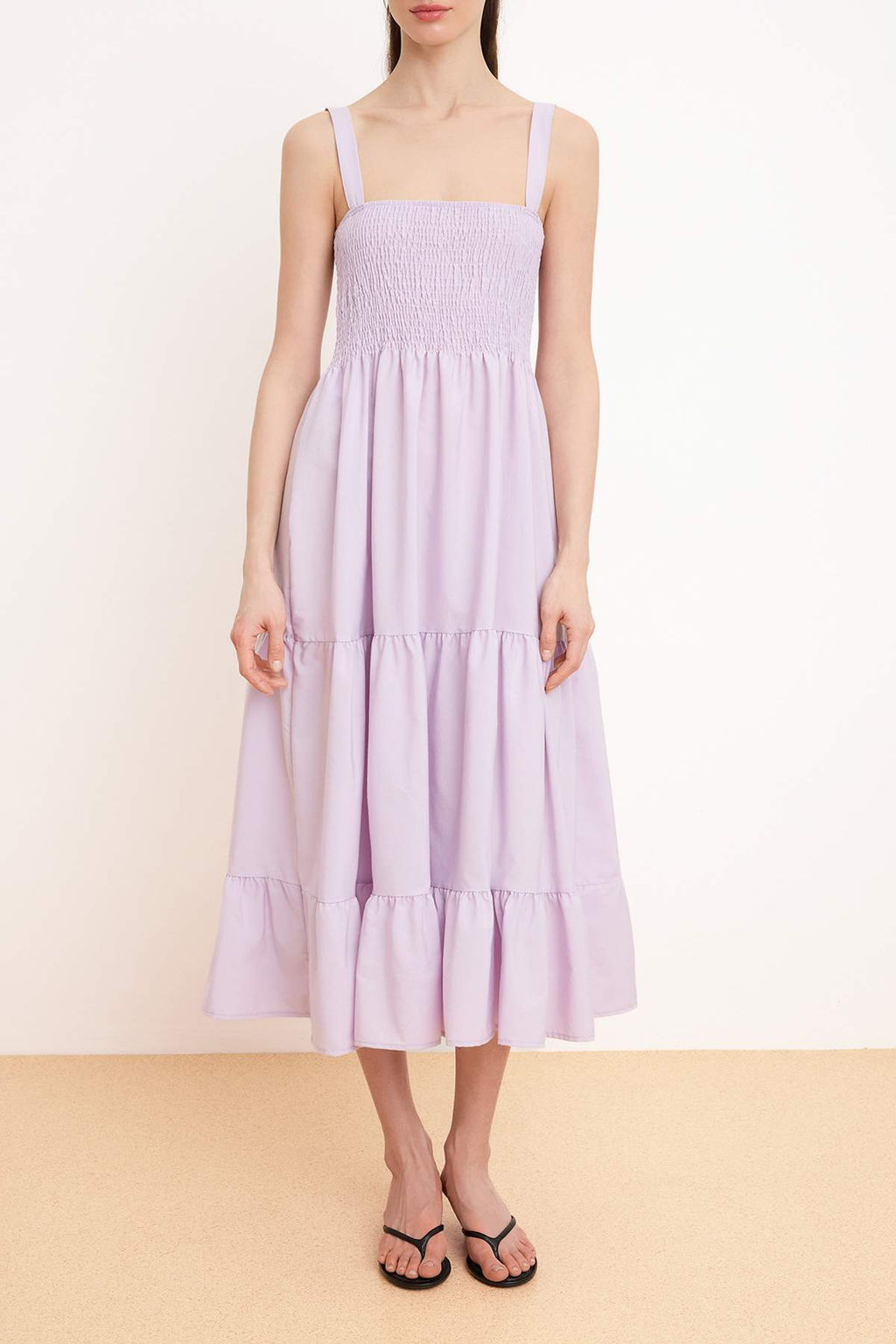 Lila Duz Etegi Belden Ac?lan Gipeli Maxi Dokuma Elbise TWOSS24EL01052