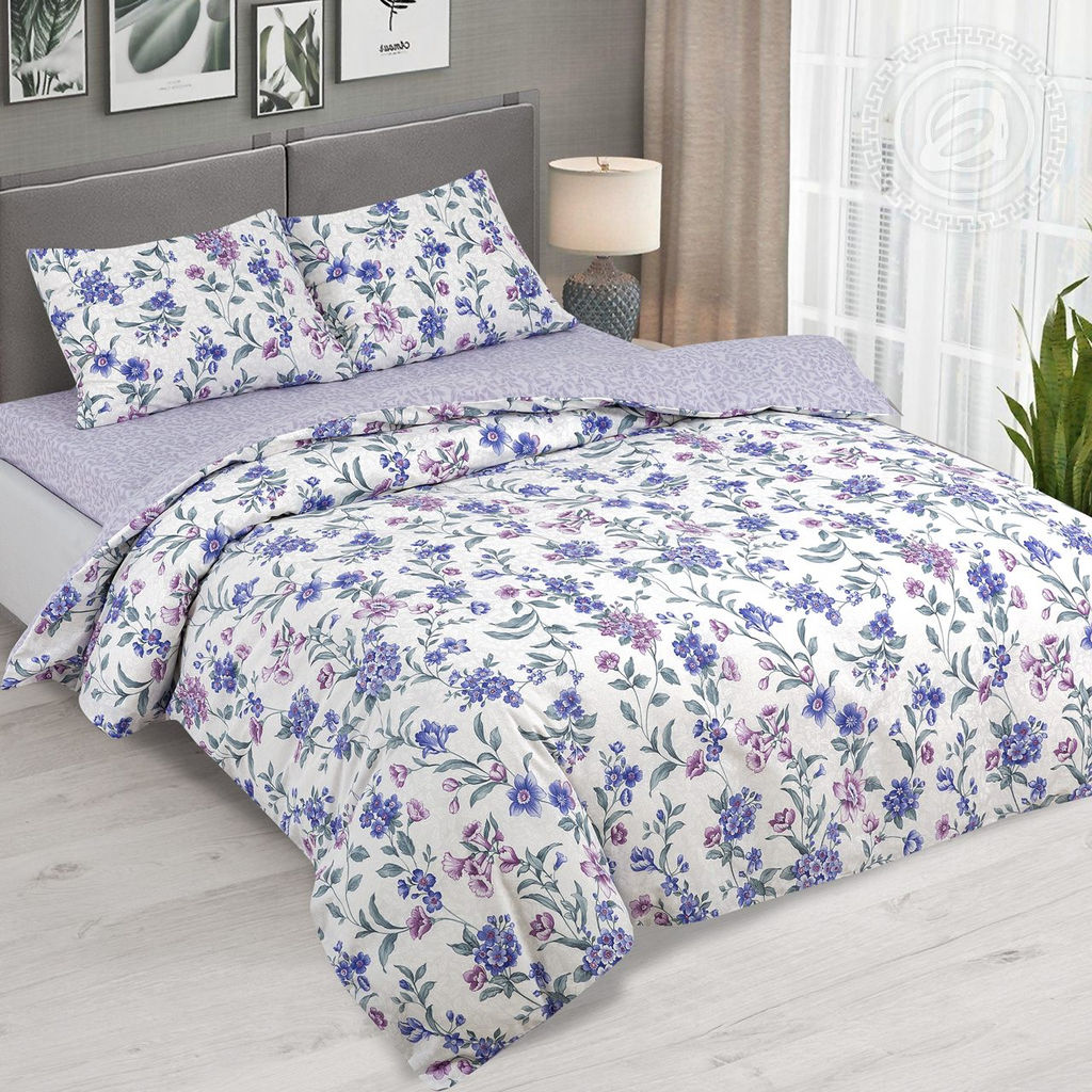 Постельное белье Незабудка с наволочками 50х70 (поплин DE LUXE) 2 сп. с Евро/Пододеяльник: 1 шт. - 215*175; Простыня: 1 шт. - 215*240; Наволочка: 2 шт. - 50*70; DE LUXE с наволочками 50х70