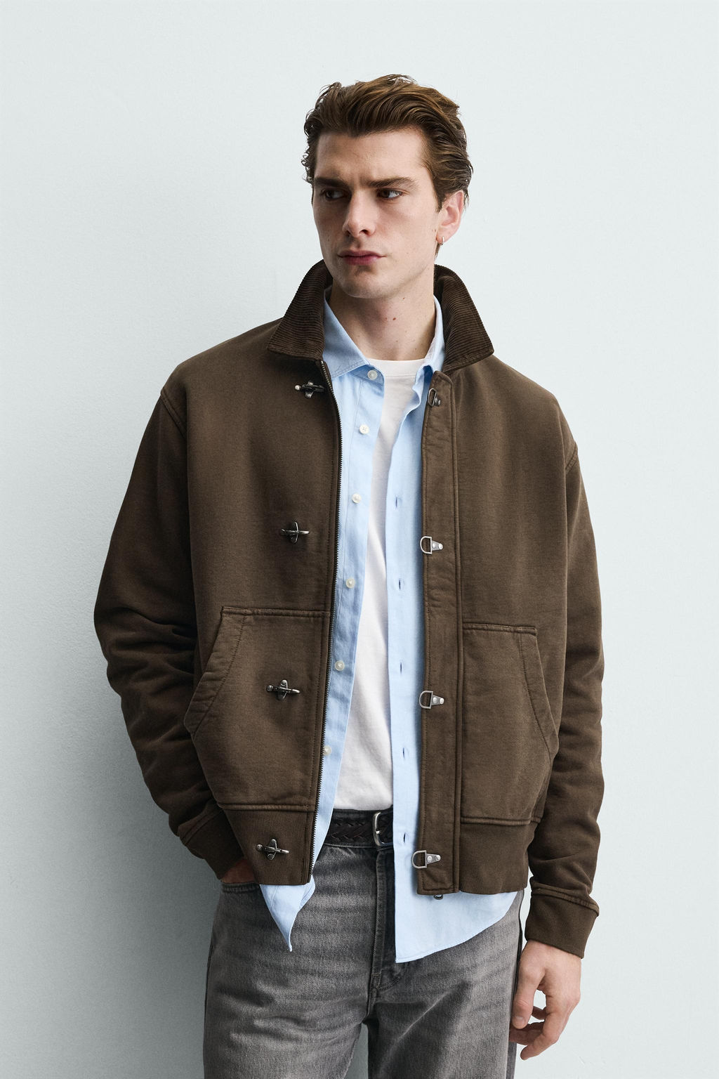 CHAQUETA COMBINADO PANA ALAMARES / Marr?n - Zara фото 2