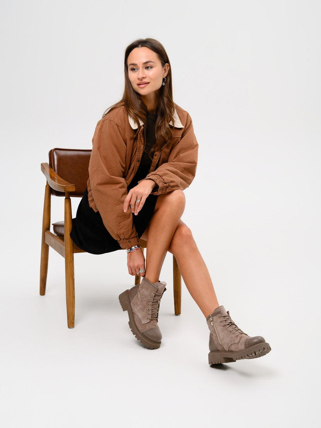 Ботинки 319.taskanaka.Тауп майами+капучино замша/шерсть