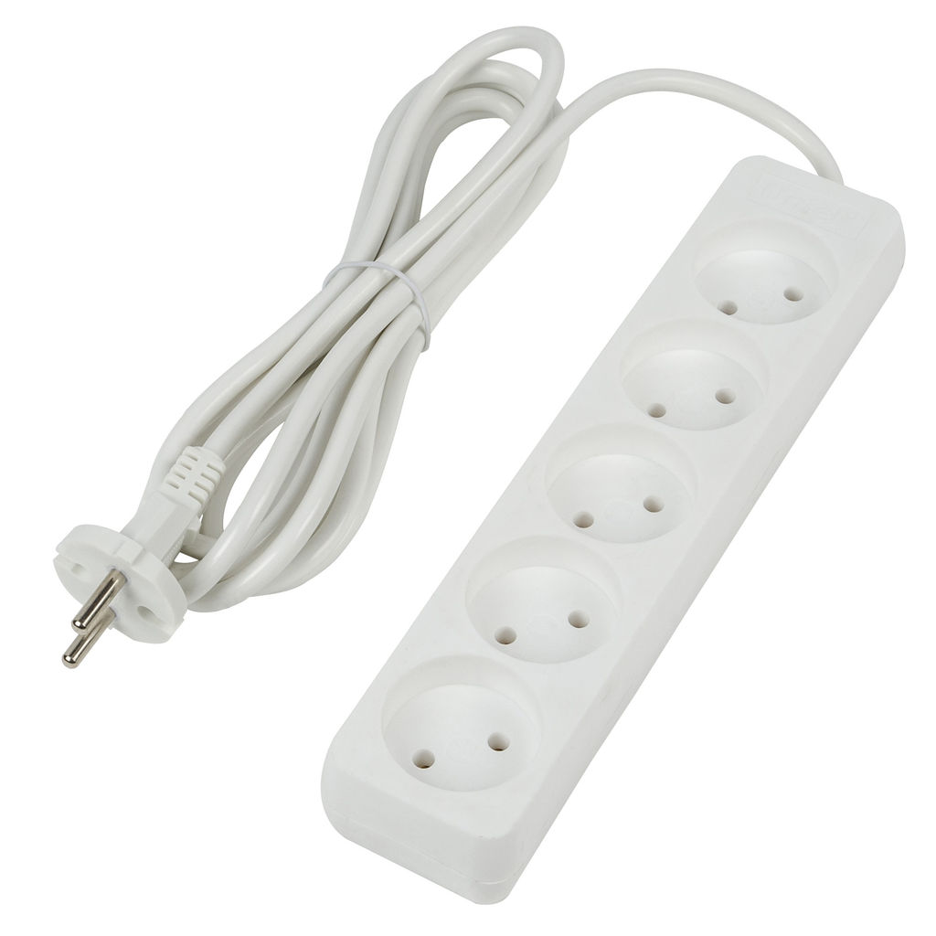 S-CU5-3 WHITE Удлинитель серии Ultra, шнур 3м., 5 гнезд, 10A, б/з. Белый. TM Uniel